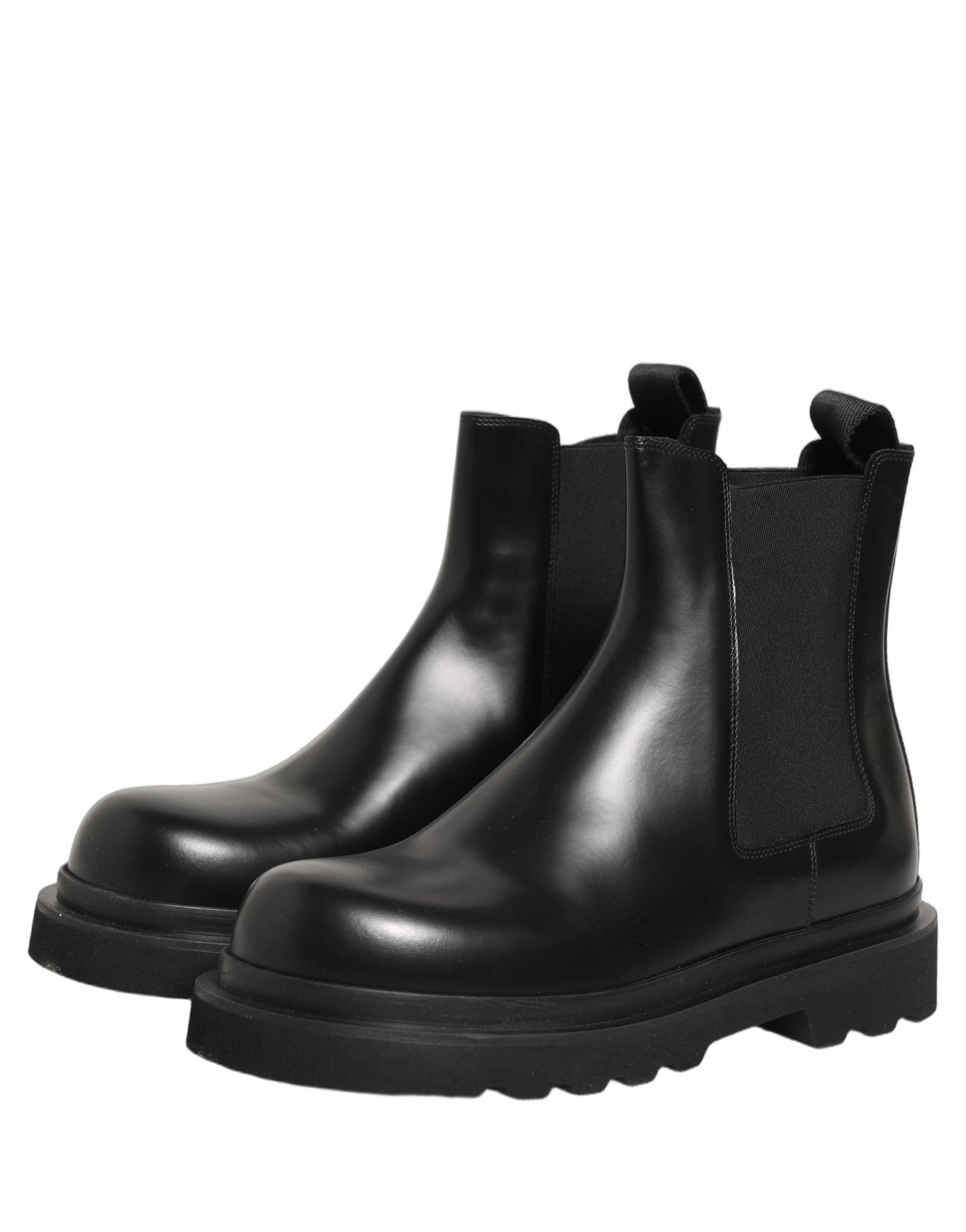 Dolce & Gabbana Black Chelsea Boots Leather Slip On Men Shoes - 4
