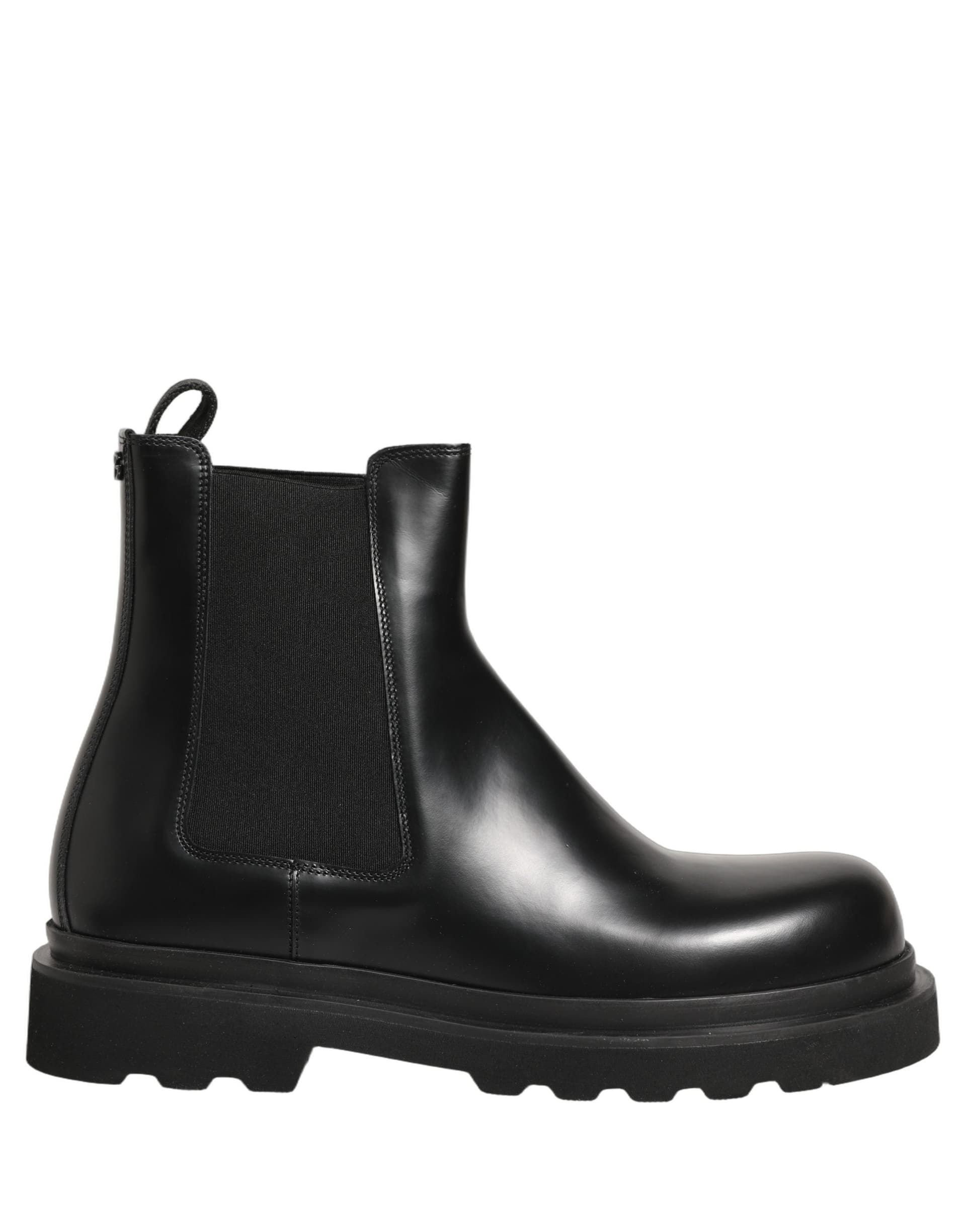 Dolce & Gabbana Black Chelsea Boots Leather Slip On Men Shoes - 8