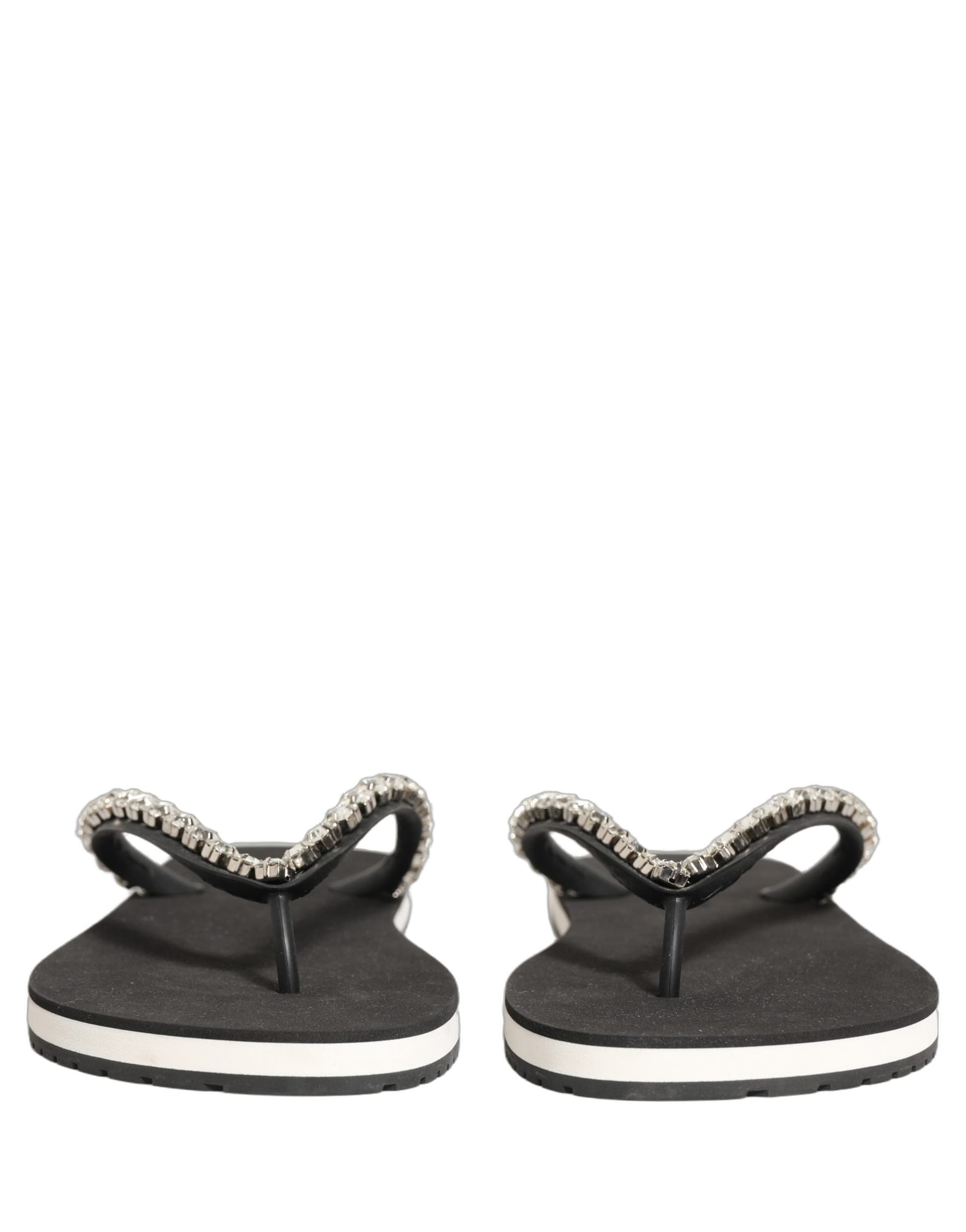 Dolce & Gabbana Black Embellished Rubber Flip Flops Men Shoes - 2