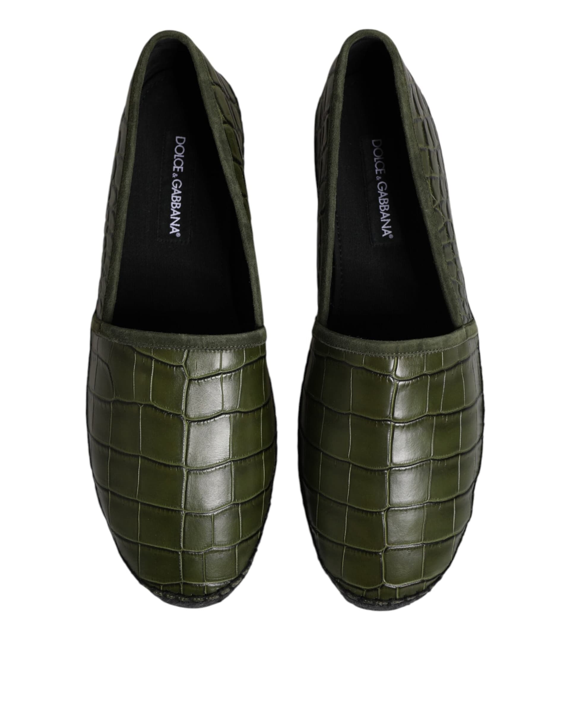 Dolce & Gabbana Green Exotic Leather Espadrilles Slip On Shoes - 2