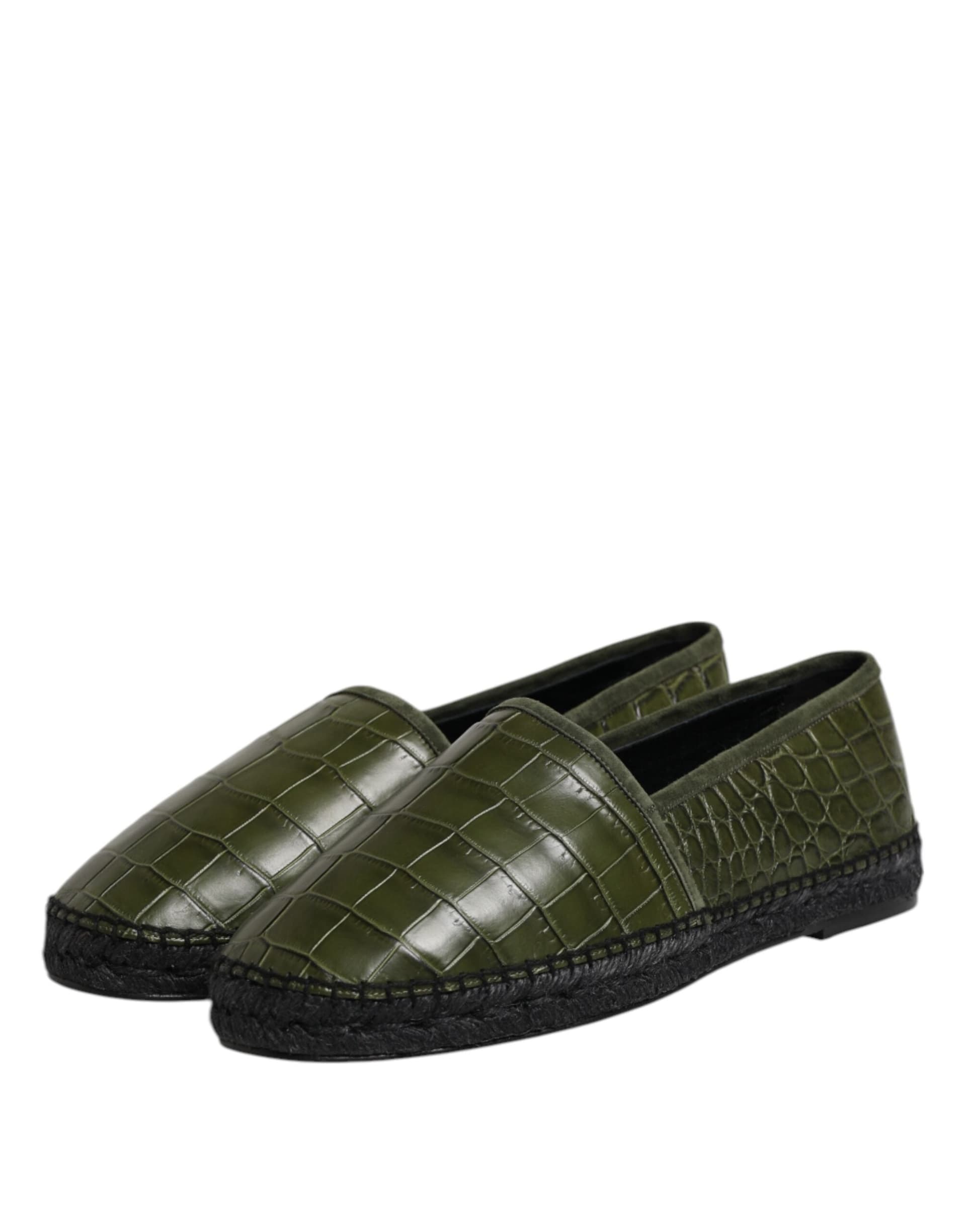 Dolce & Gabbana Green Exotic Leather Espadrilles Slip On Shoes - 3