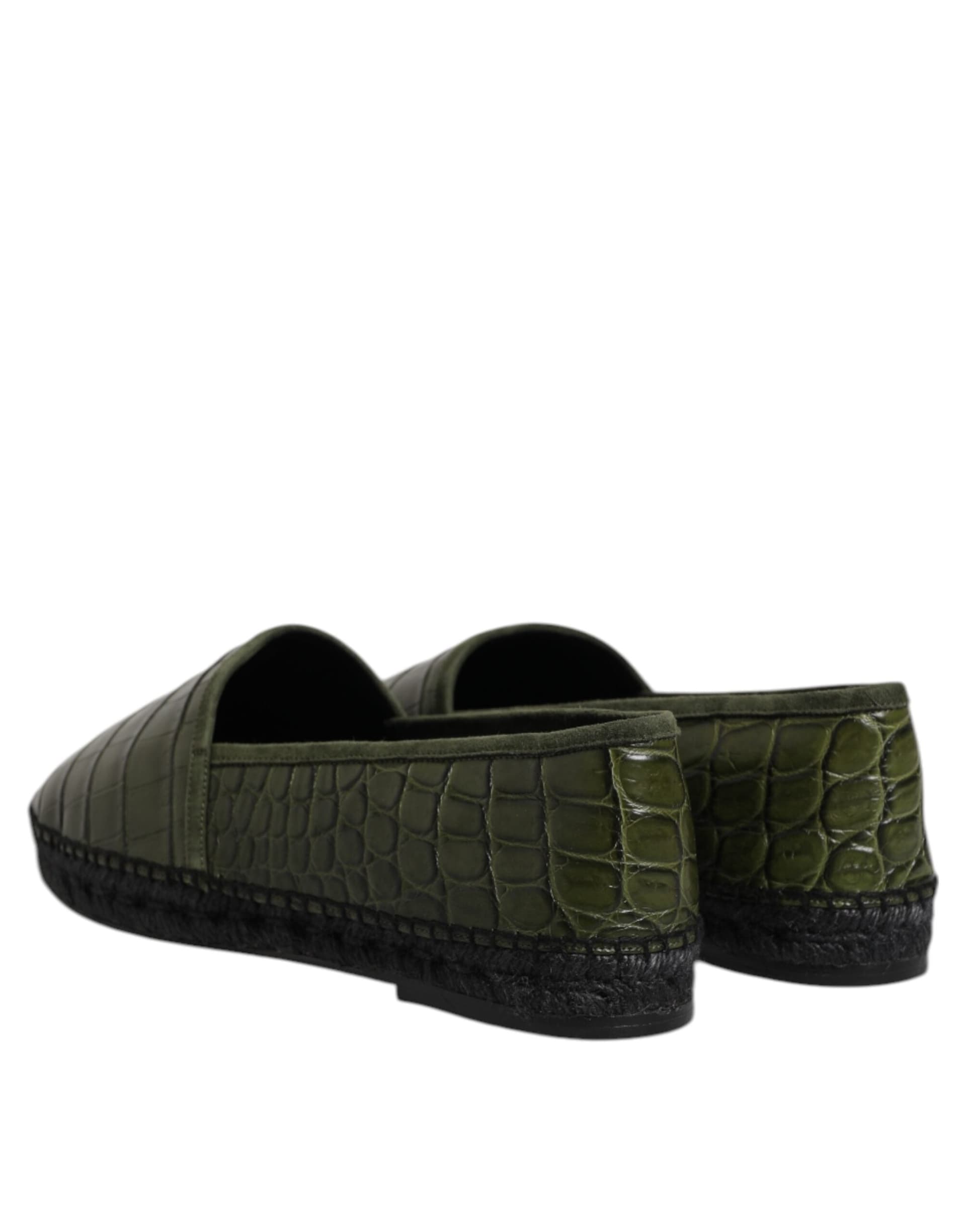 Dolce & Gabbana Green Exotic Leather Espadrilles Slip On Shoes - 4