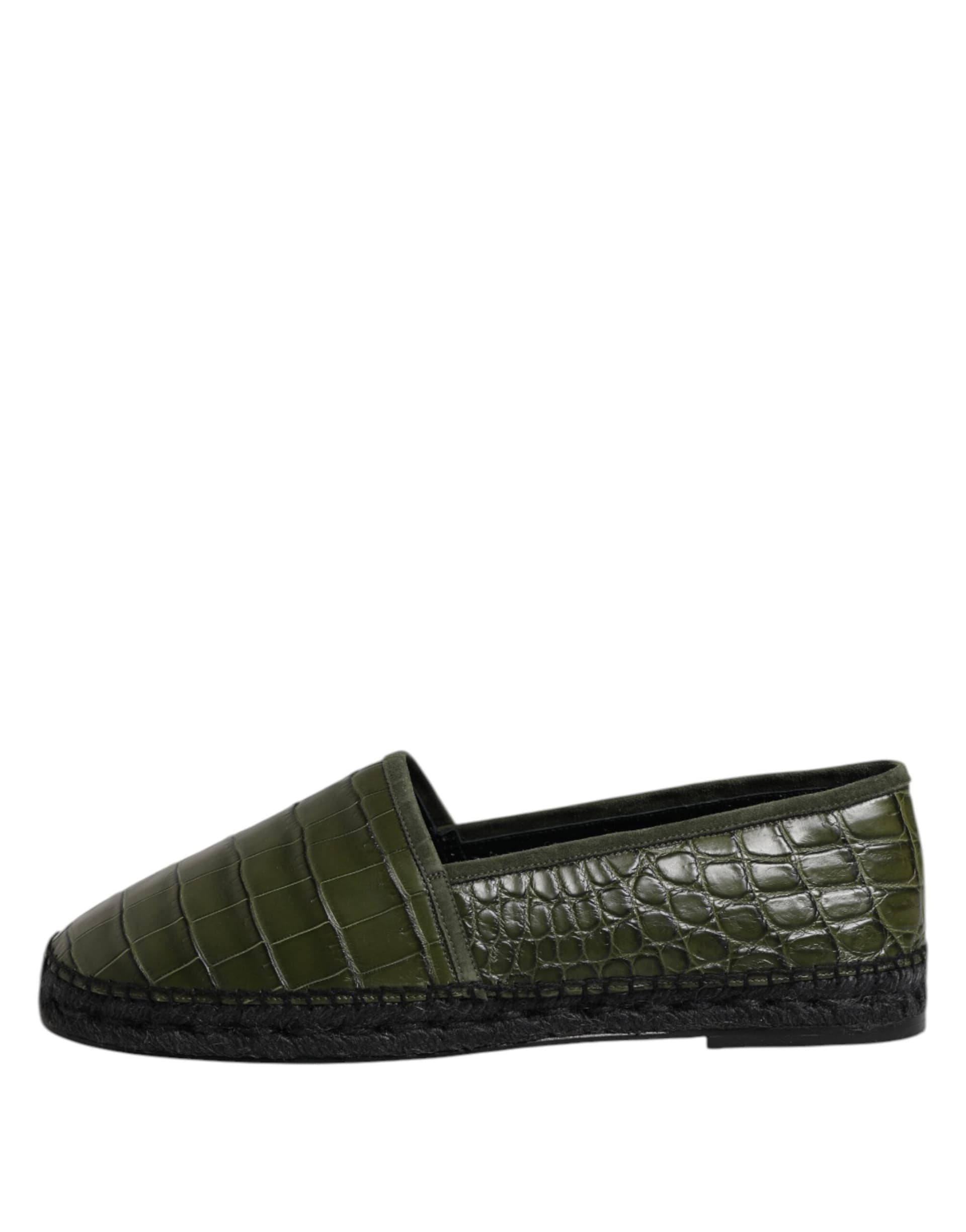 Dolce & Gabbana Green Exotic Leather Espadrilles Slip On Shoes - 5