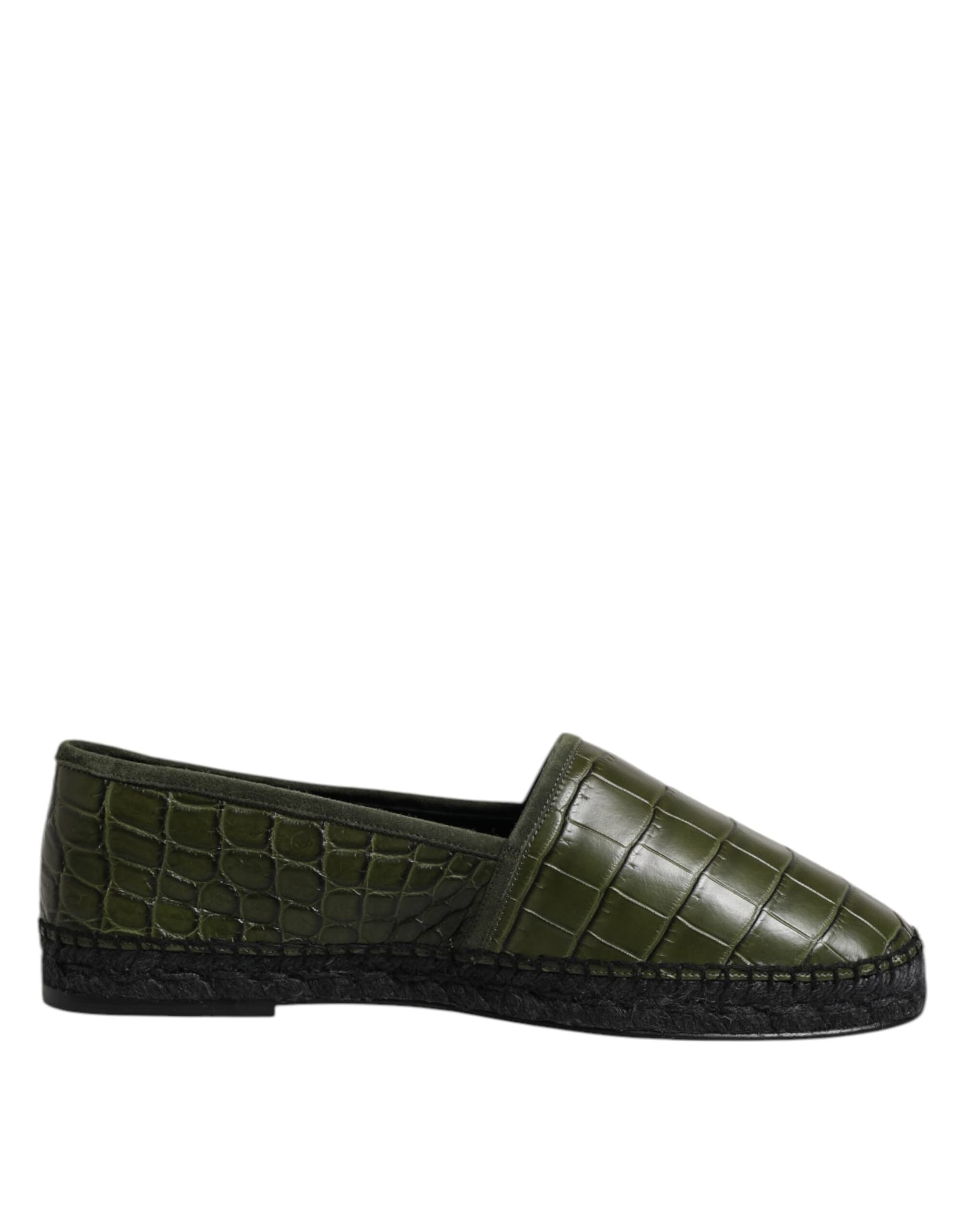 Dolce & Gabbana Green Exotic Leather Espadrilles Slip On Shoes - 7