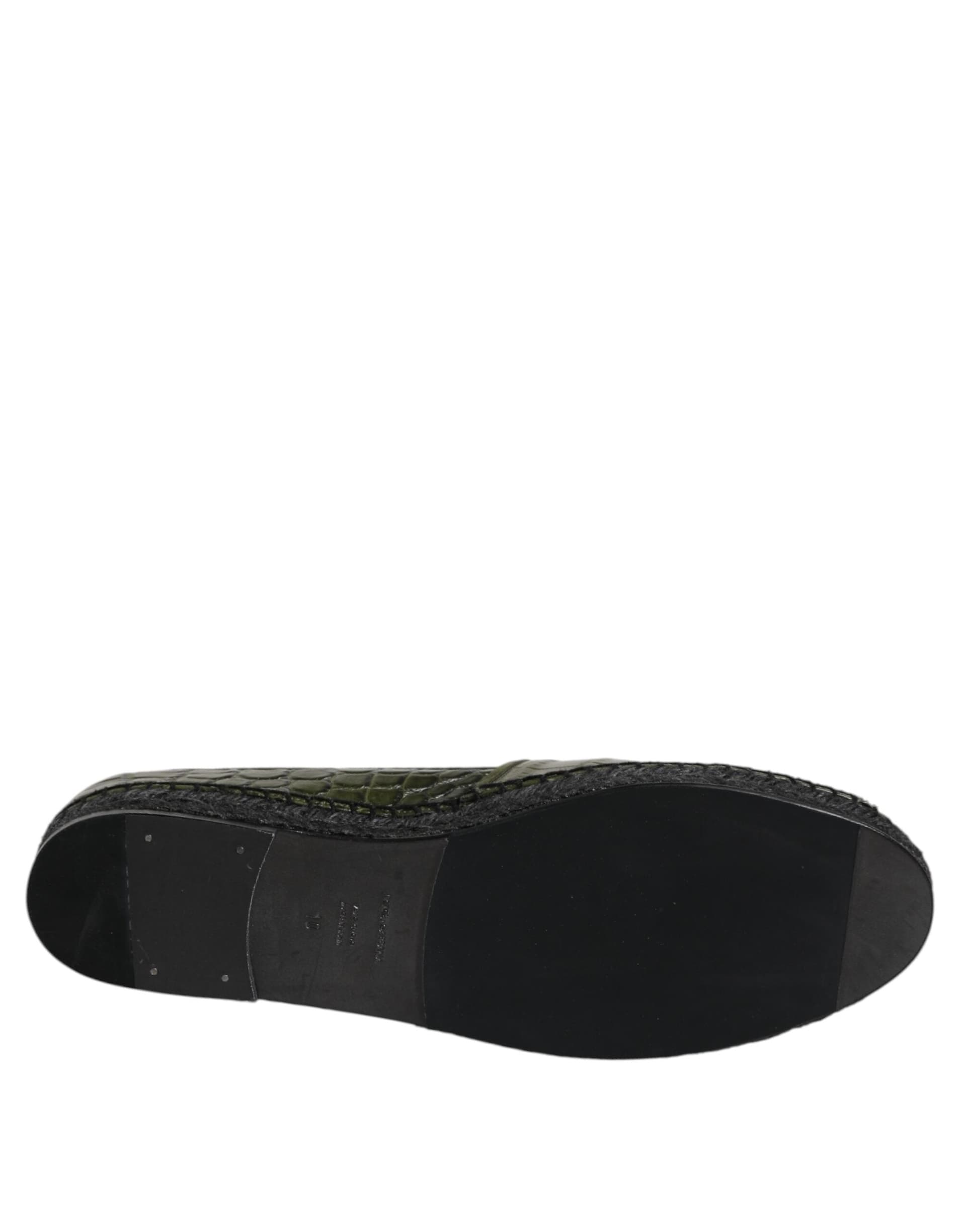 Dolce & Gabbana Green Exotic Leather Espadrilles Slip On Shoes - 8