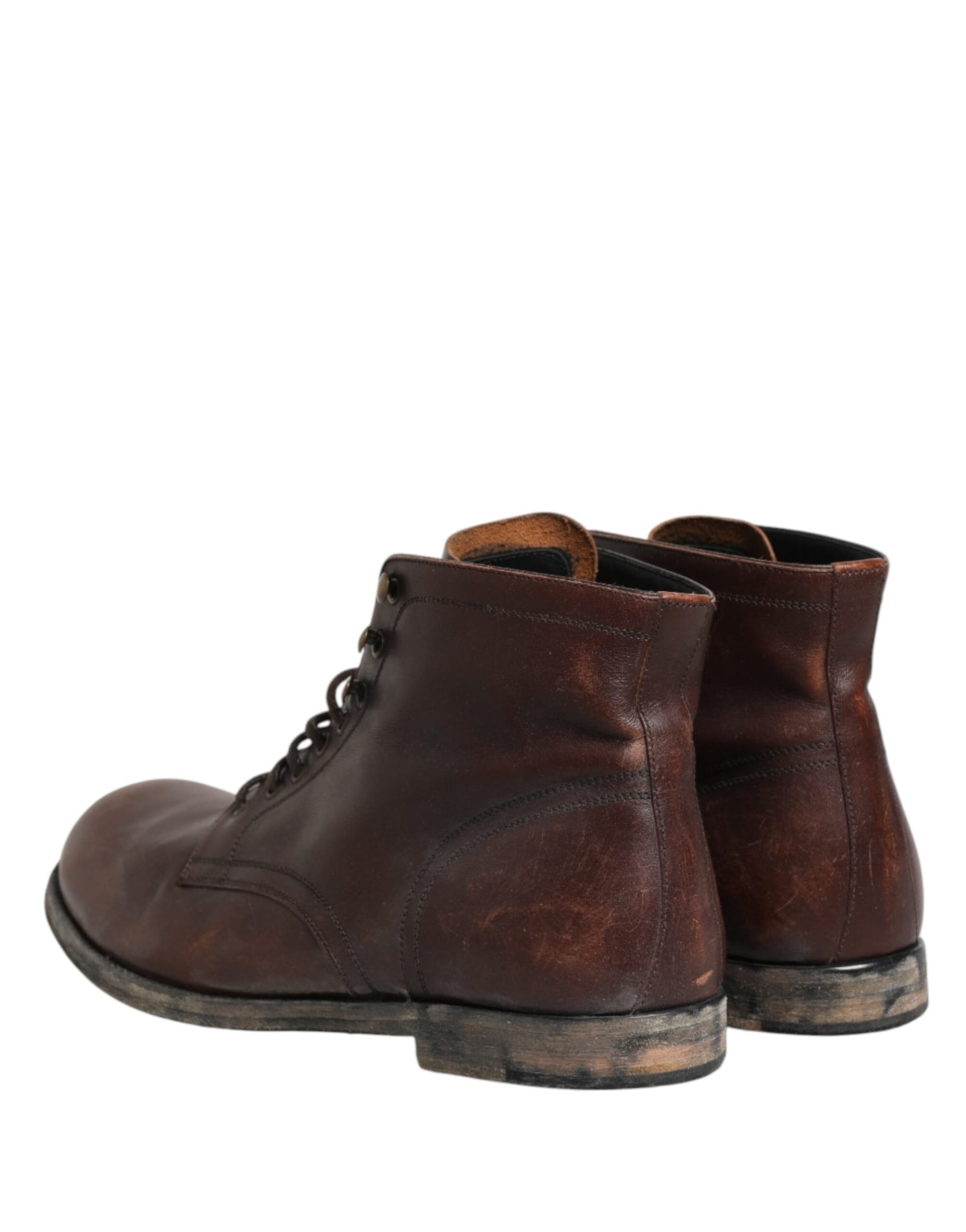 Dolce & Gabbana Brown Lace Up Short Ankle Boots Men Shoes - 4