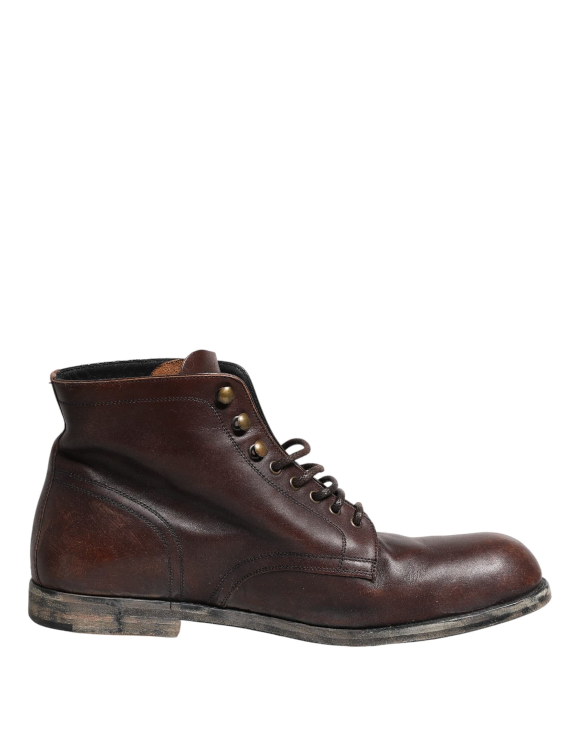 Dolce & Gabbana Brown Lace Up Short Ankle Boots Men Shoes - 6