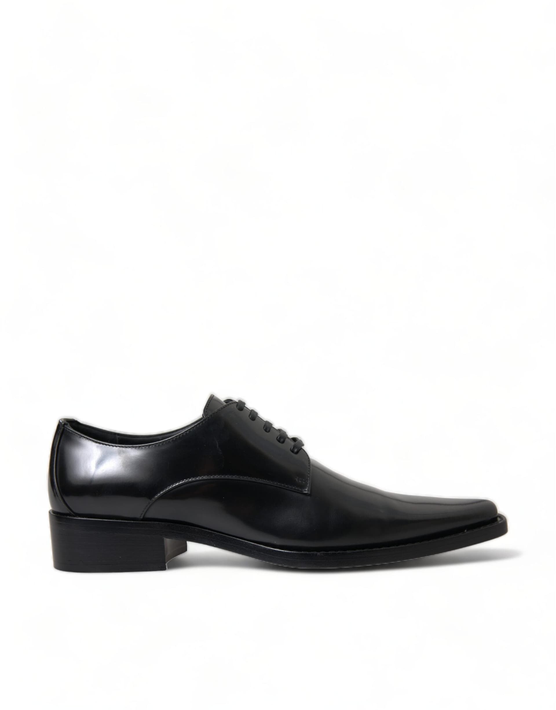 Dolce & Gabbana Black Leather Lace Up Formal Flats Shoes - 5