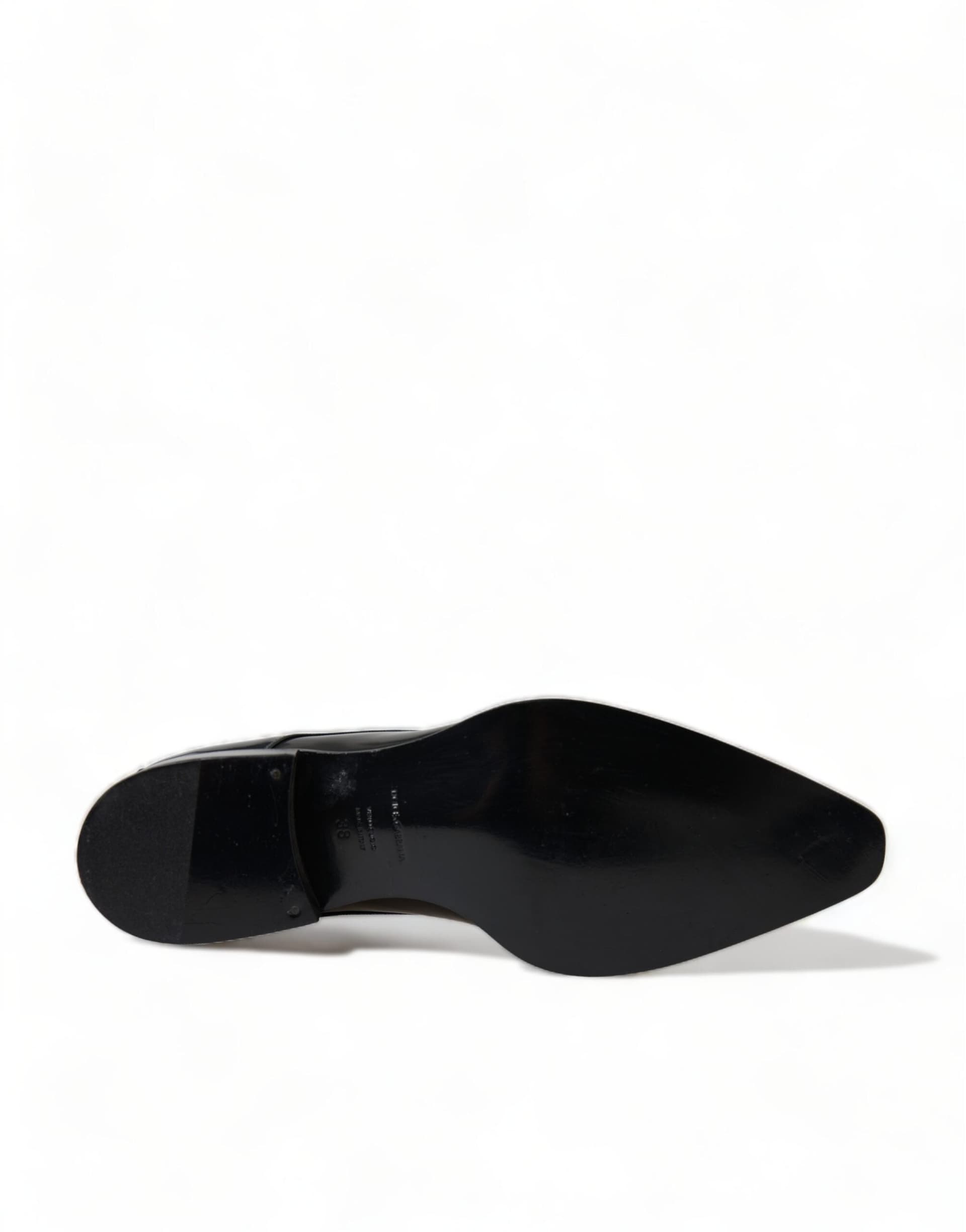 Dolce & Gabbana Black Leather Lace Up Formal Flats Shoes - 6