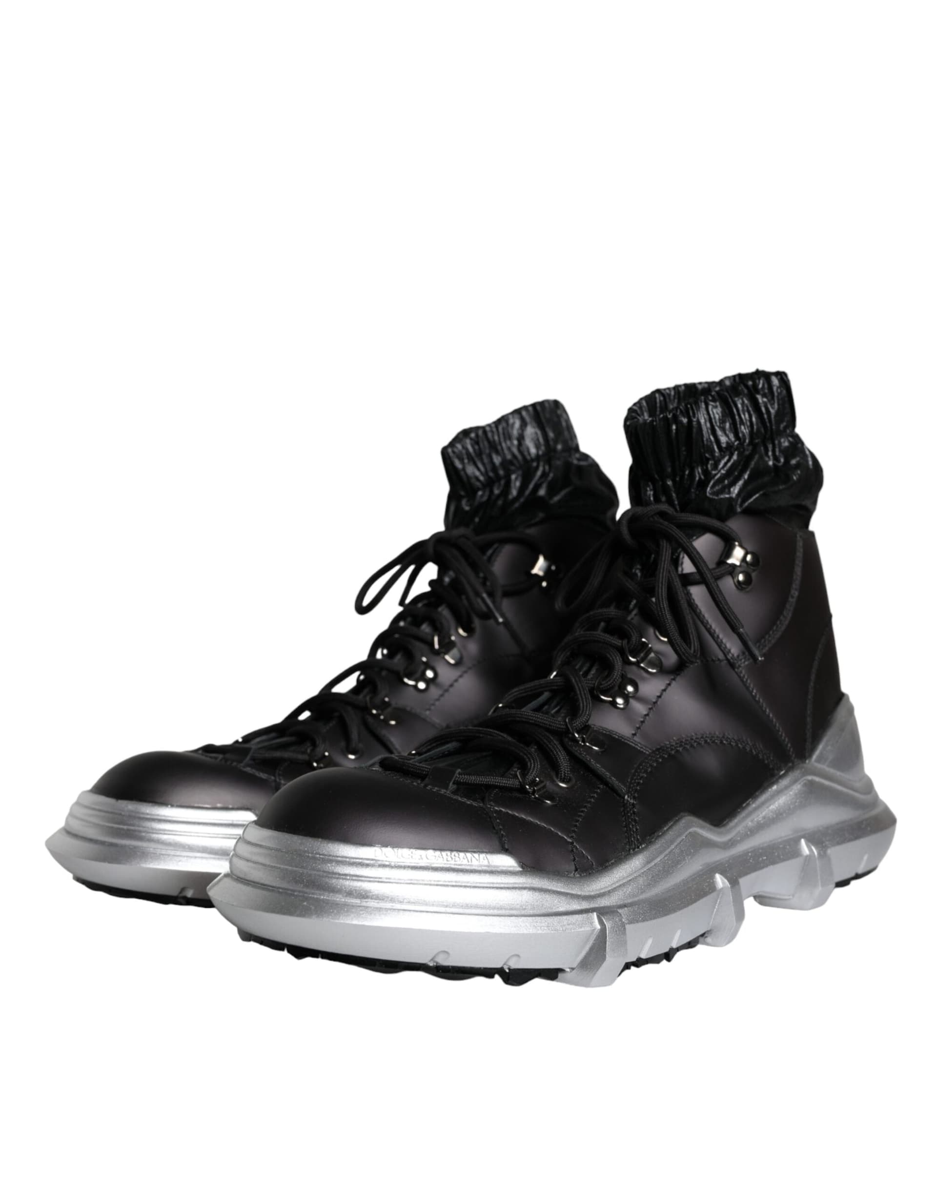 Dolce & Gabbana Black Nylon Galileo High Top Sneakers Shoes - 2
