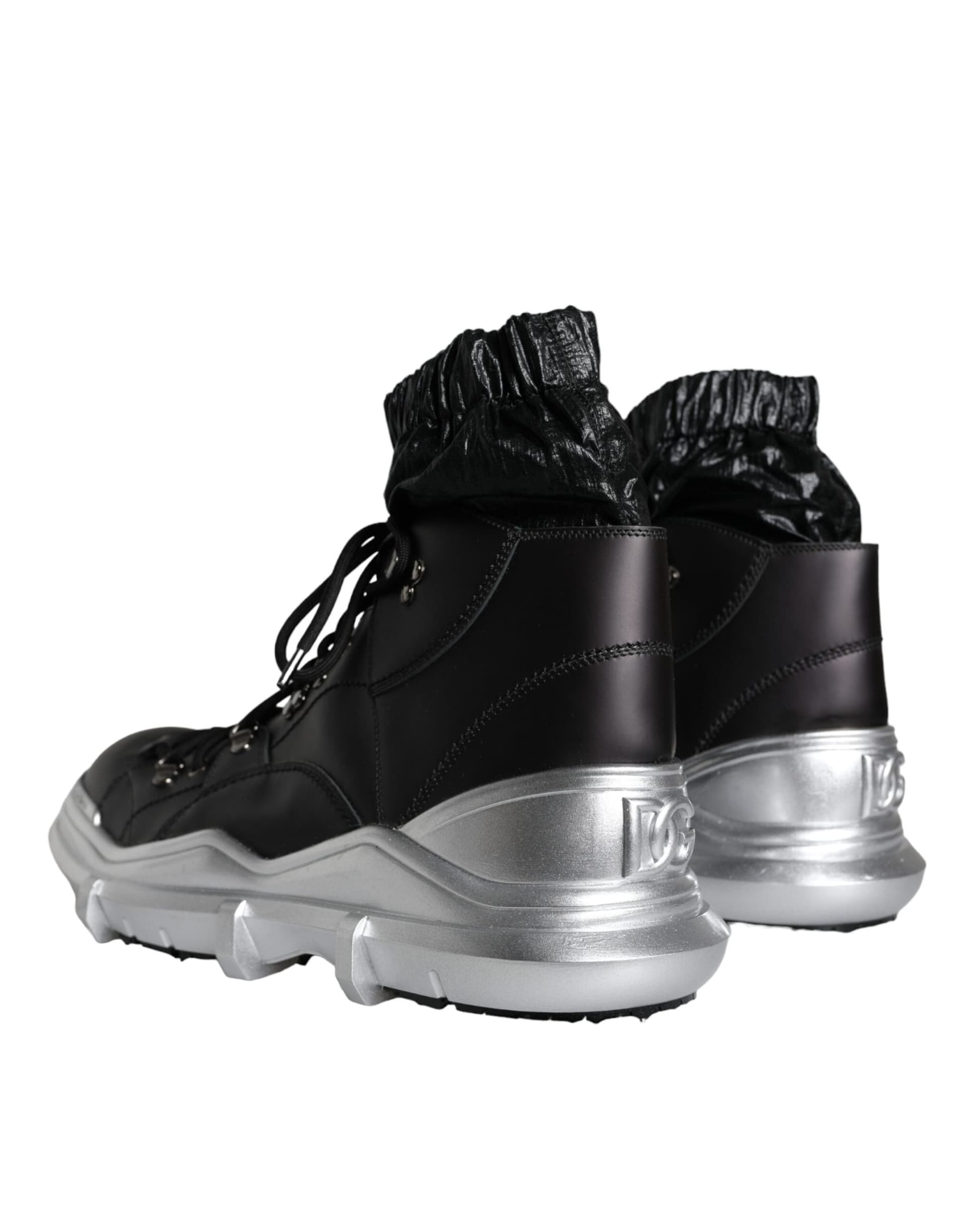 Dolce & Gabbana Black Nylon Galileo High Top Sneakers Shoes - 3