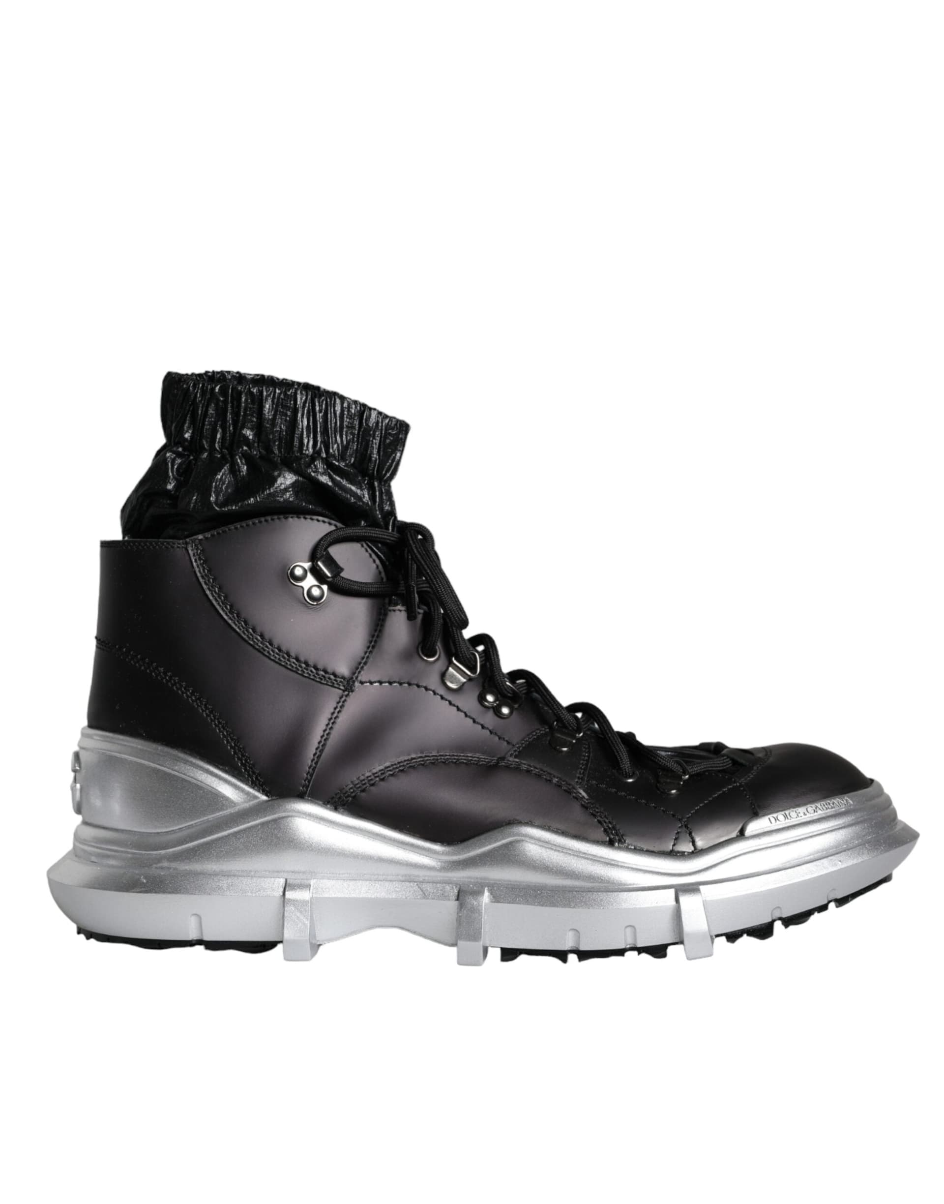 Dolce & Gabbana Black Nylon Galileo High Top Sneakers Shoes - 5