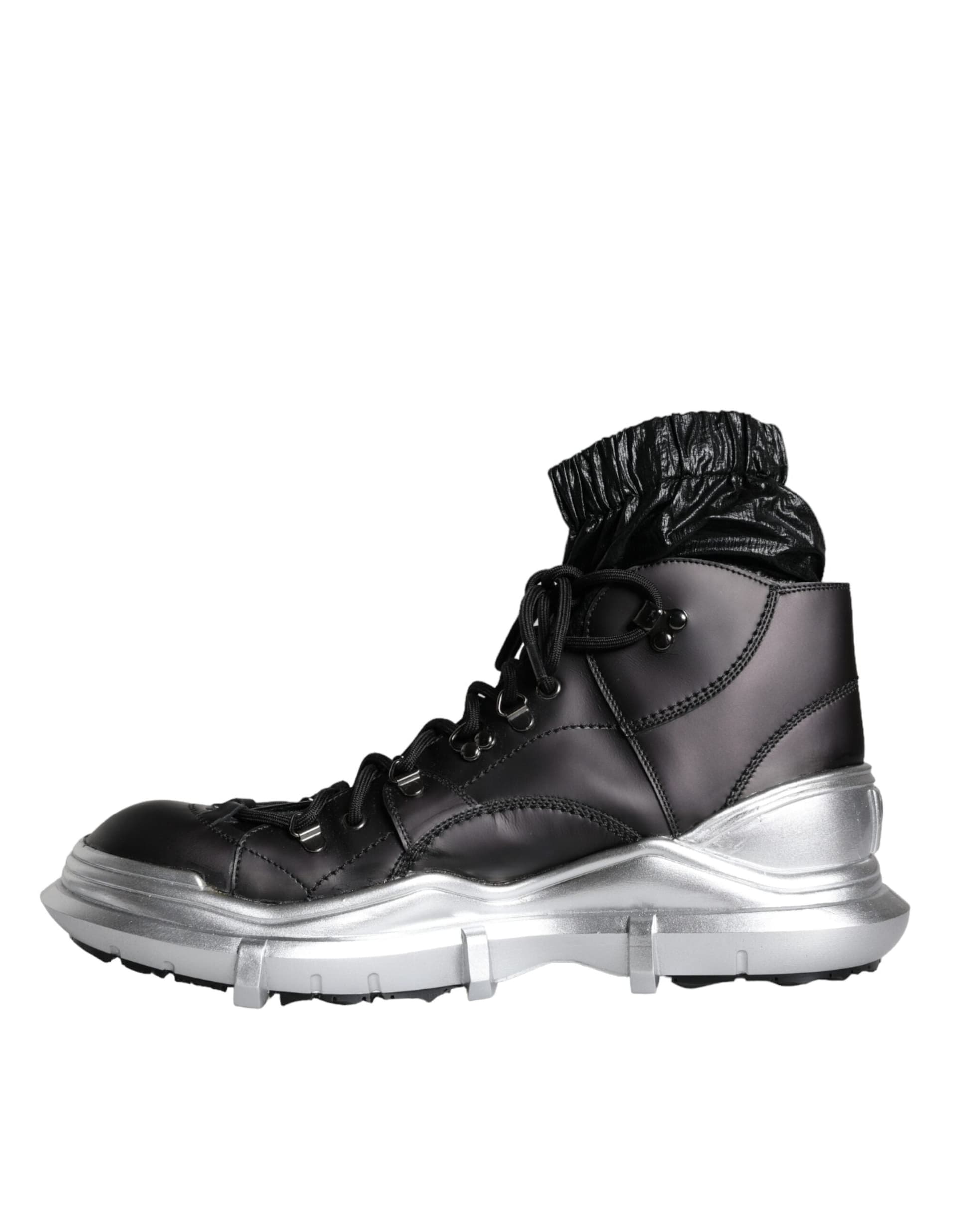 Dolce & Gabbana Black Nylon Galileo High Top Sneakers Shoes - 6
