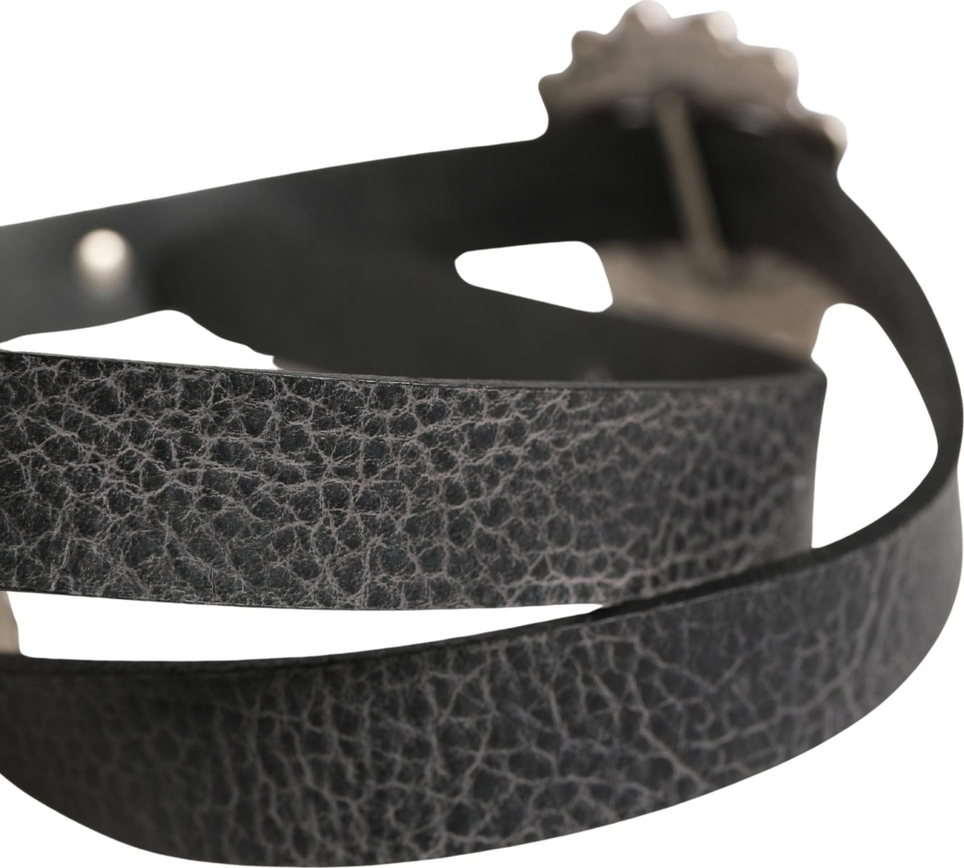 Cavalli Class Black Turquoise Leather Embellished Oval Buckle Belt - 4