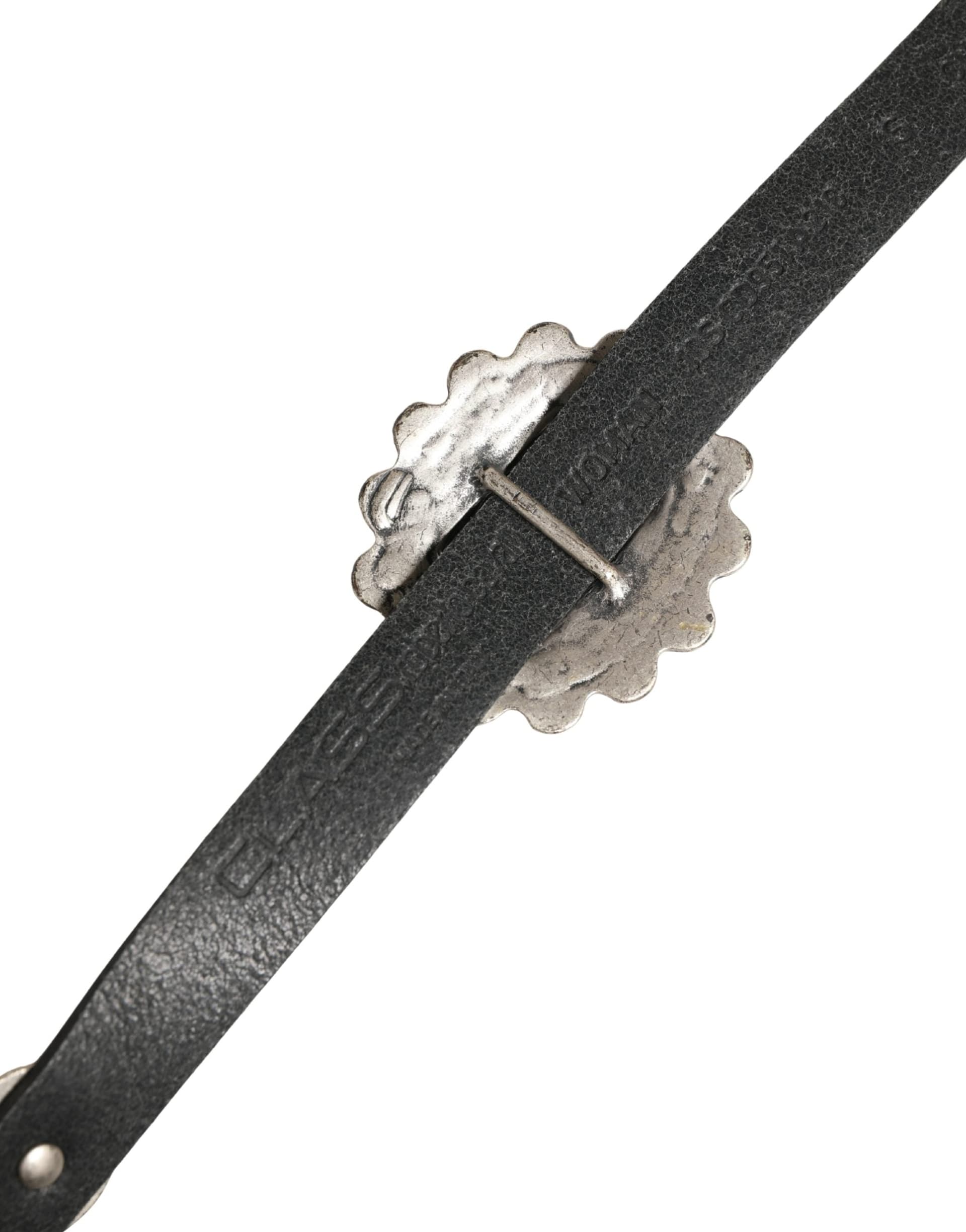 Cavalli Class Black Turquoise Leather Embellished Oval Buckle Belt - 5