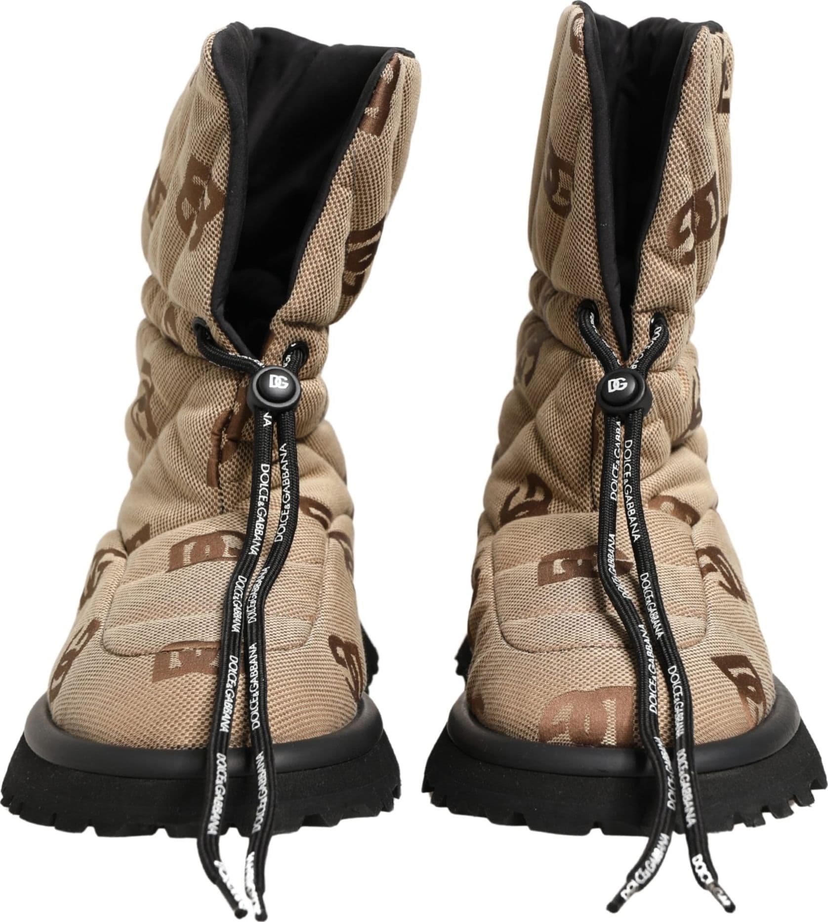 Dolce & Gabbana Brown Logo Print Lace Up Snow Boots Shoes - 2