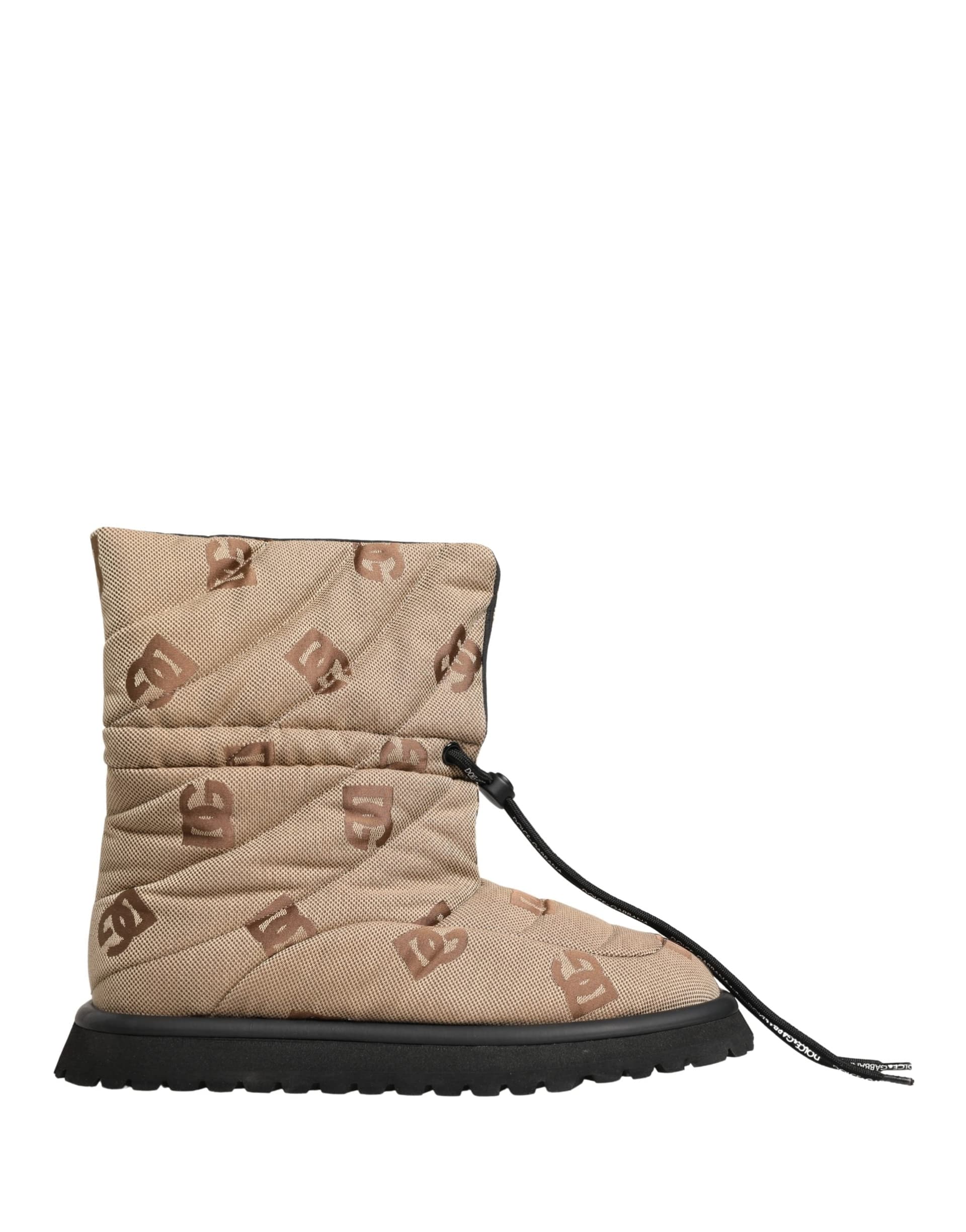 Dolce & Gabbana Brown Logo Print Lace Up Snow Boots Shoes - 8