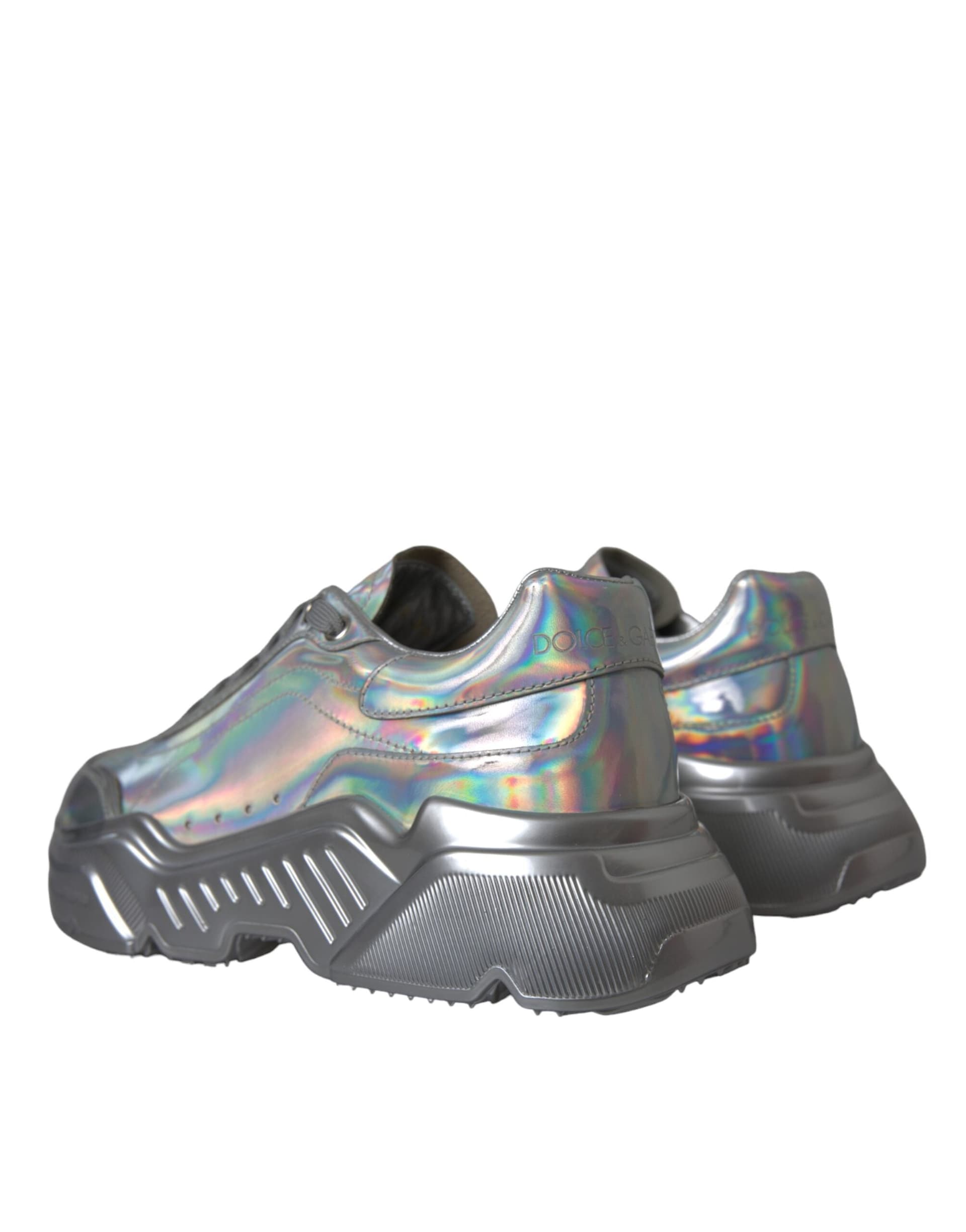 Dolce & Gabbana Silver Iridescent DAYMASTER Leather Sneakers Shoes - 3