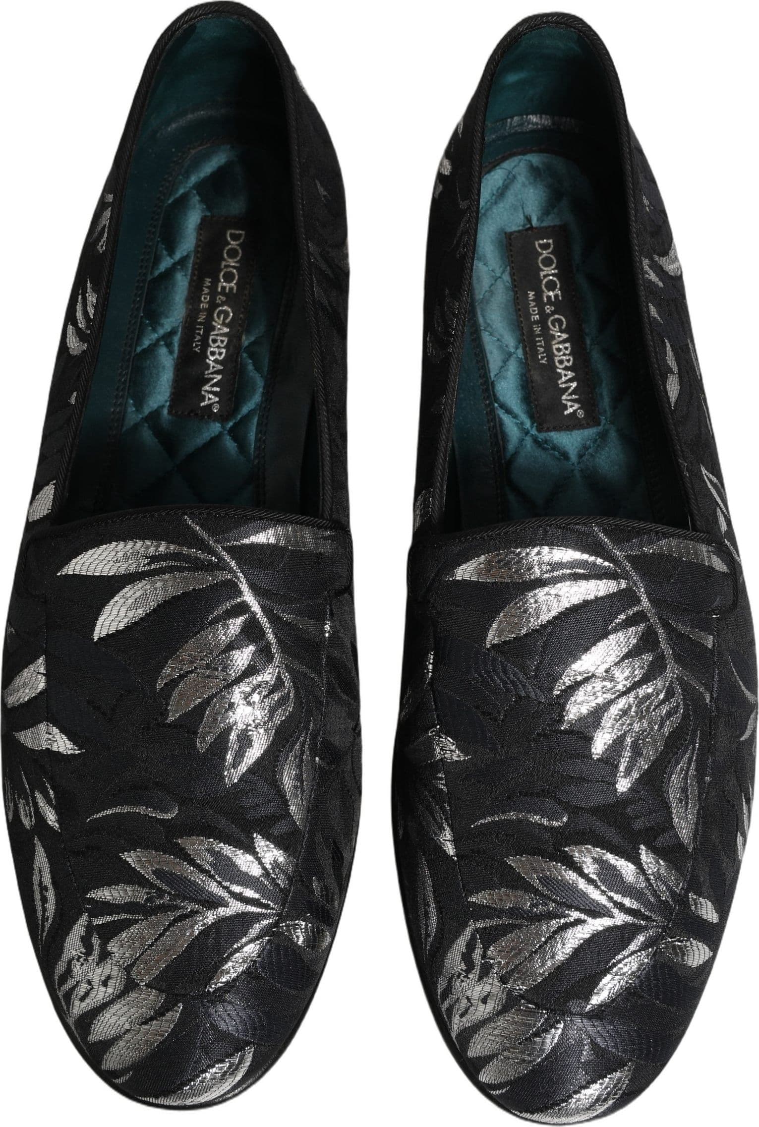 Dolce & Gabbana Black Leaf Embroidery Dress Men Loafers Shoes - 3