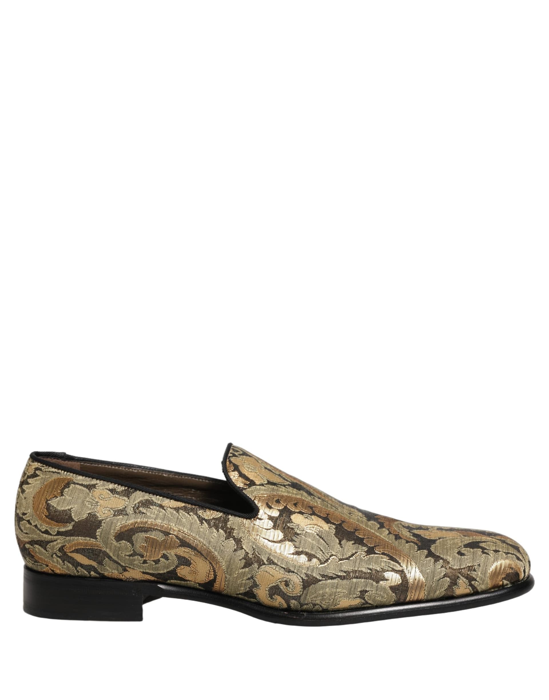 Dolce & Gabbana Gold Brocade Slip On Men Dress Loafers Shoes - 7