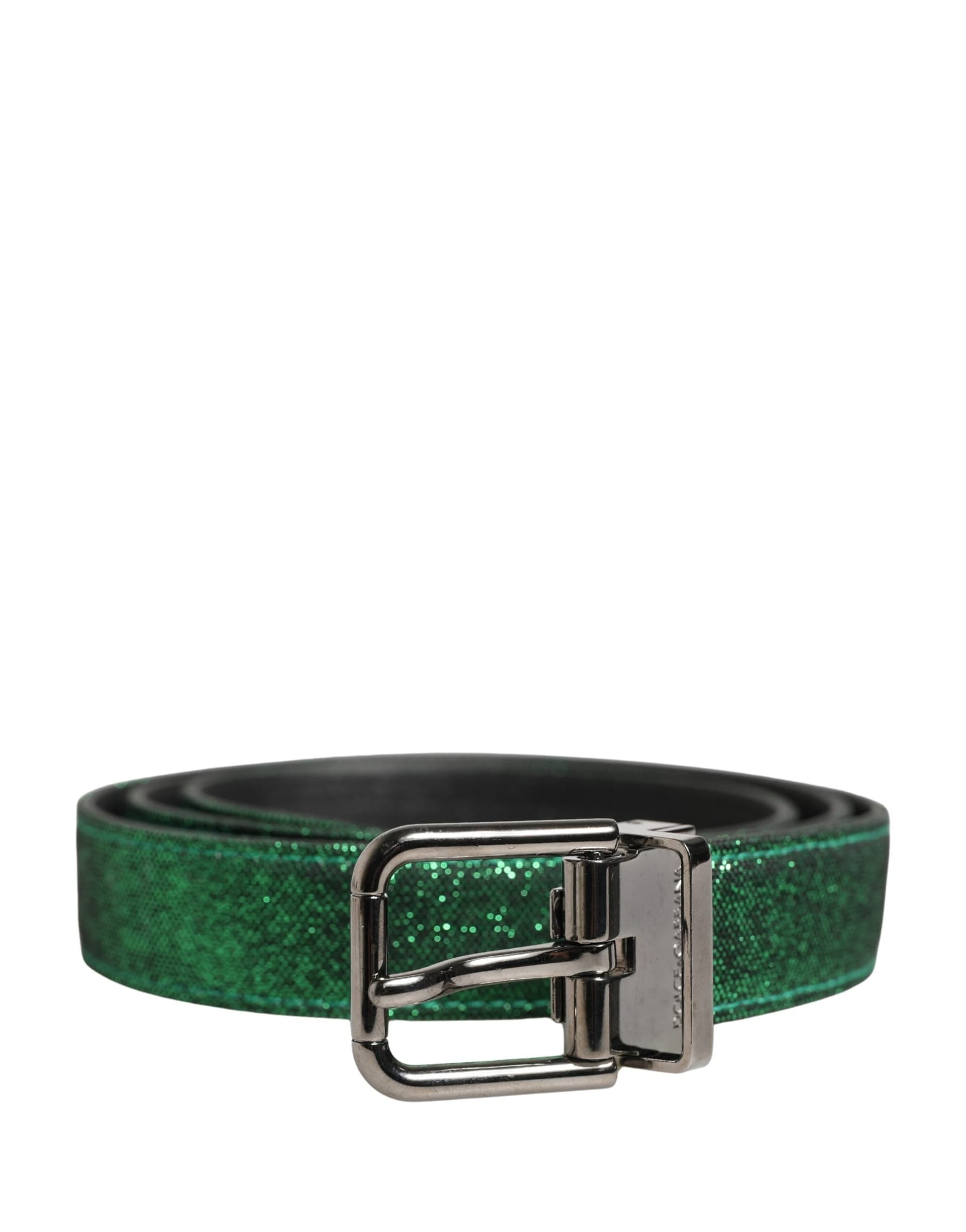 Dolce & Gabbana Men Green Lurex Polyester Metal Buckle Belt - 2