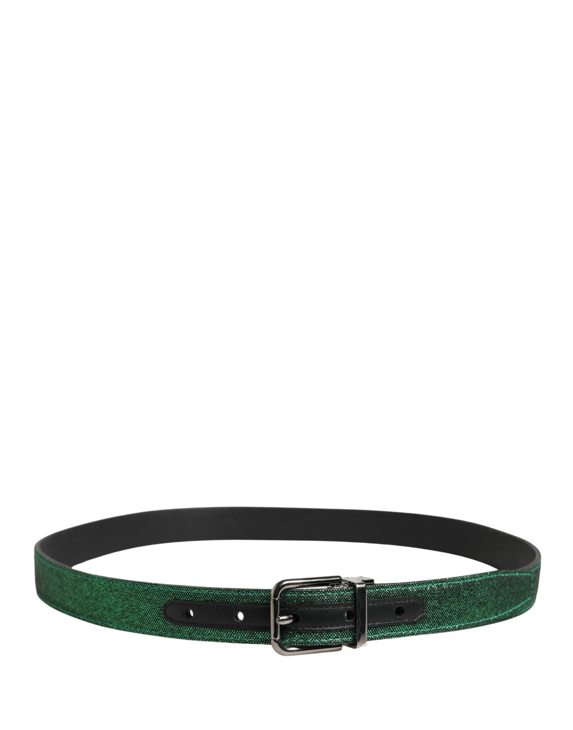 Dolce & Gabbana Men Green Lurex Polyester Metal Buckle Belt - 3