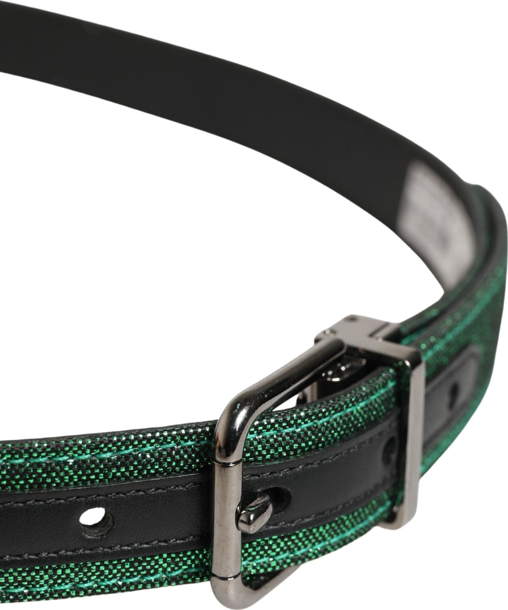 Dolce & Gabbana Men Green Lurex Polyester Metal Buckle Belt - 4