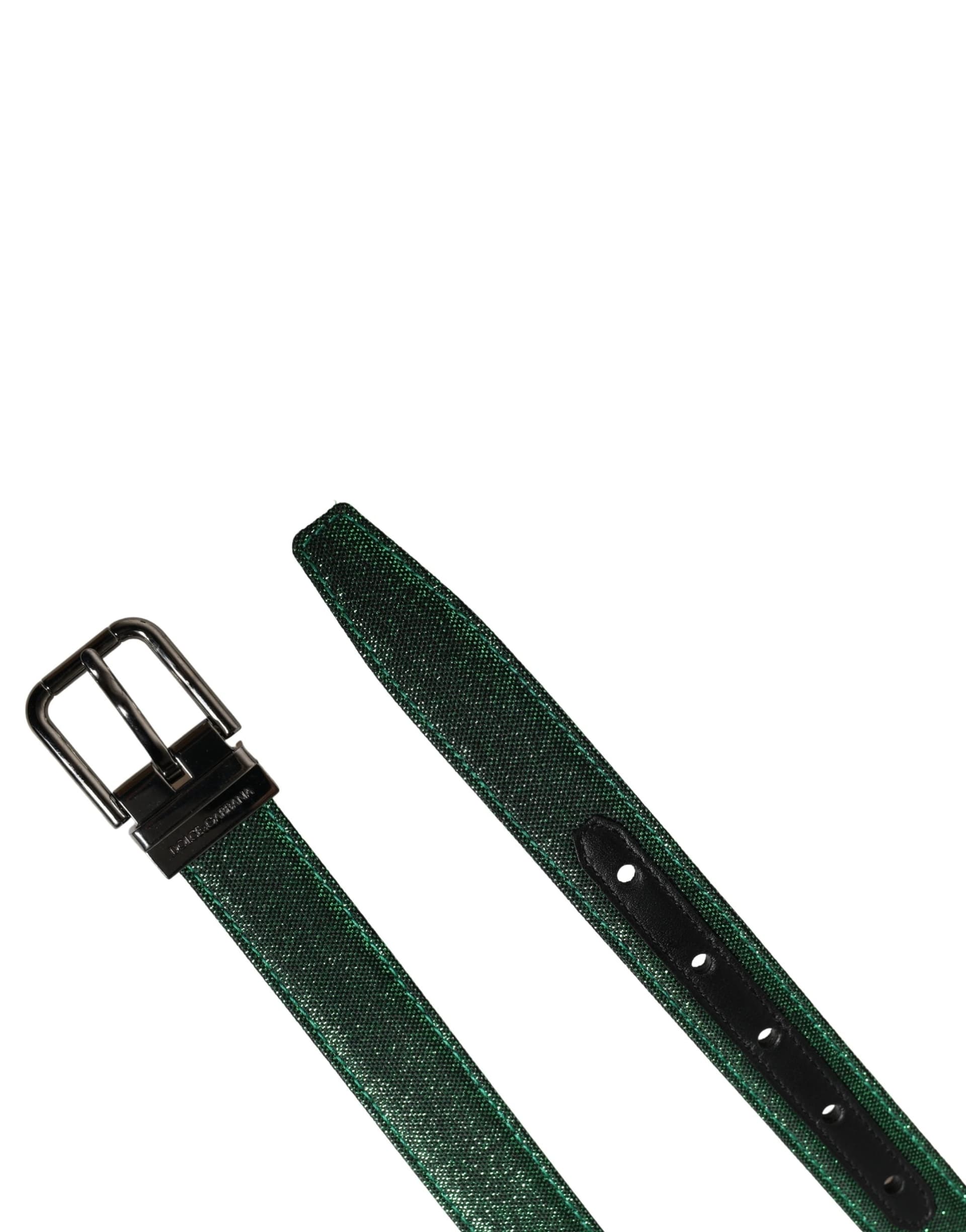 Dolce & Gabbana Men Green Lurex Polyester Metal Buckle Belt - 6