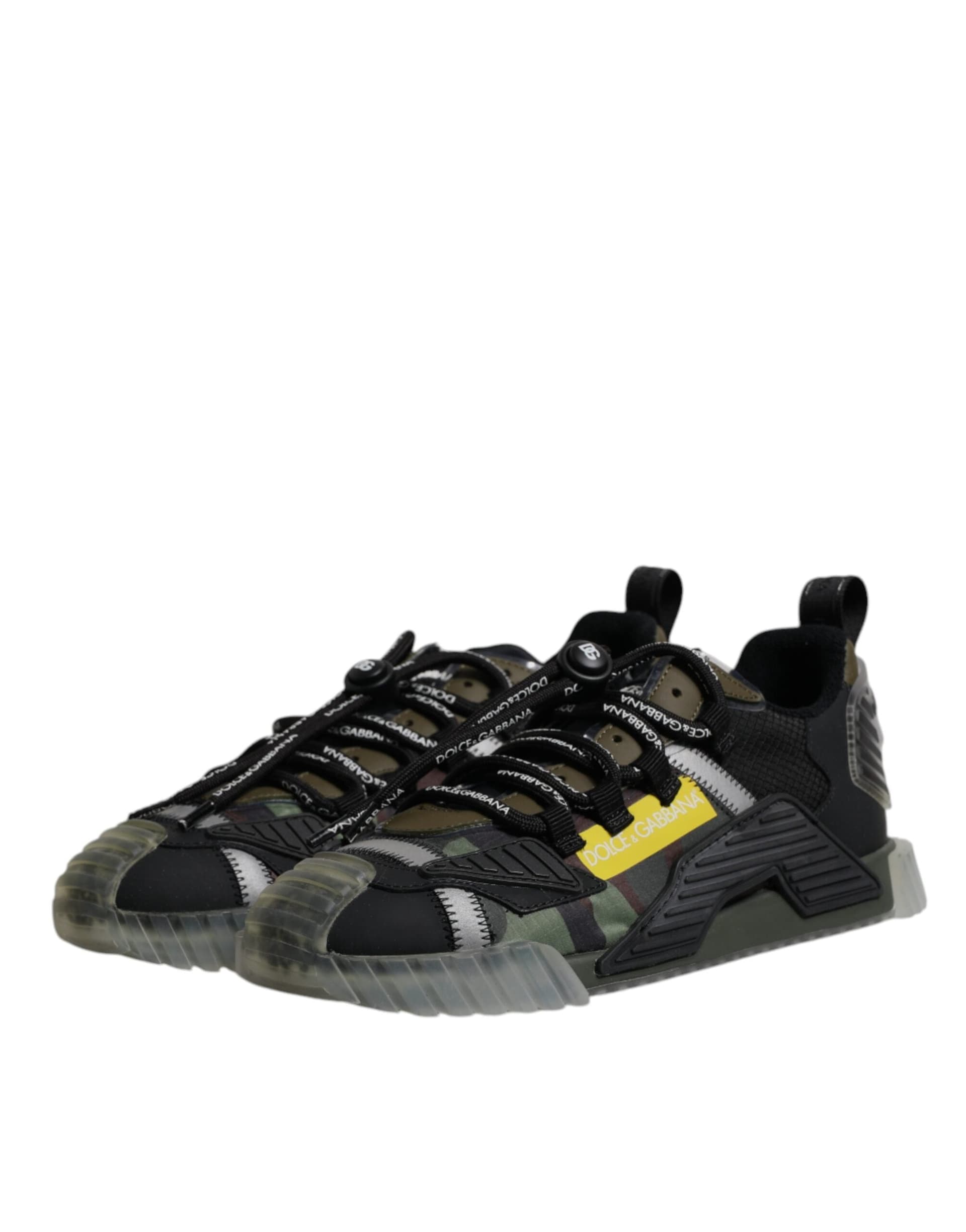 Dolce & Gabbana Black Green Camo NS1 Low Top Sneakers Shoes - 3