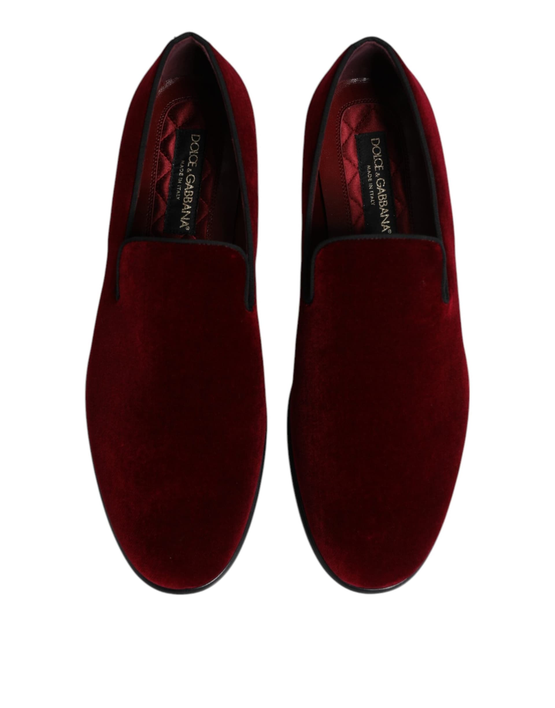 Dolce & Gabbana Red Cotton Velvet Slip On Loafers Formal Shoes - 2