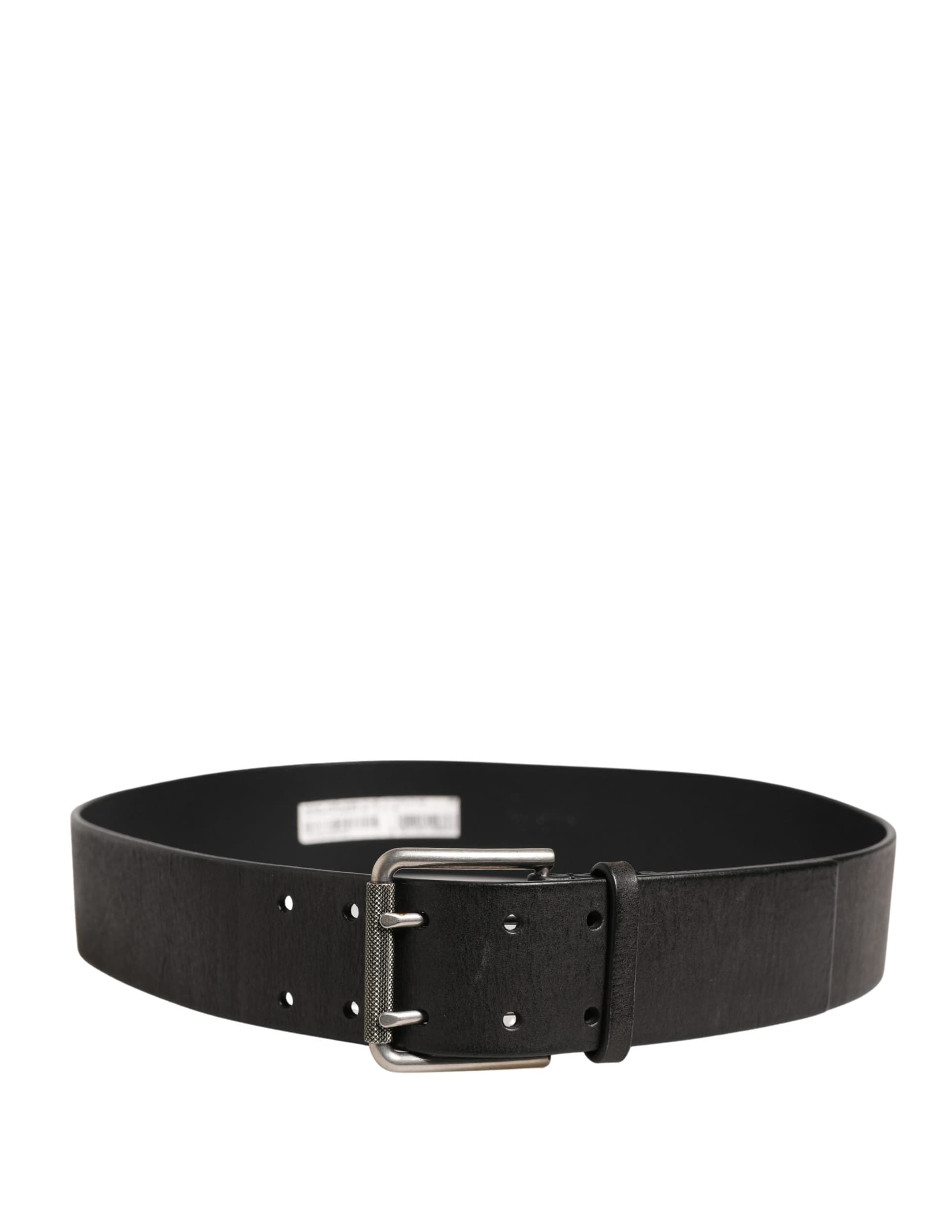 Dolce & Gabbana Men Black Classic Leather Metal Buckle Belt - 3