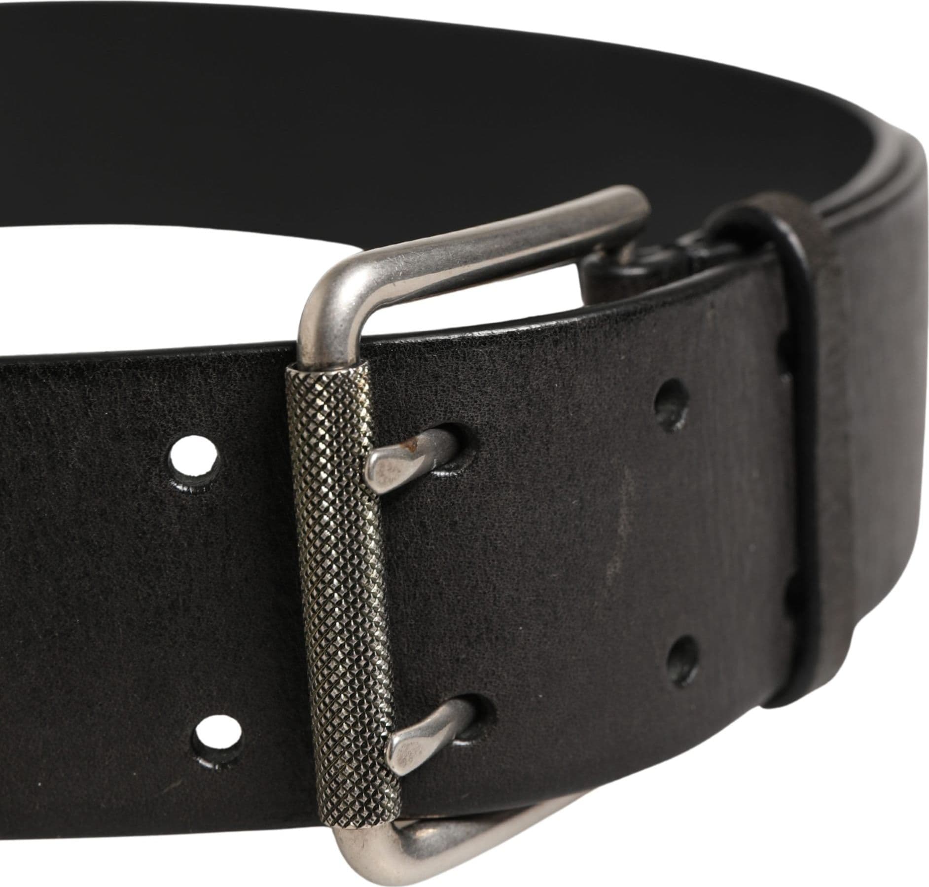 Dolce & Gabbana Men Black Classic Leather Metal Buckle Belt - 4