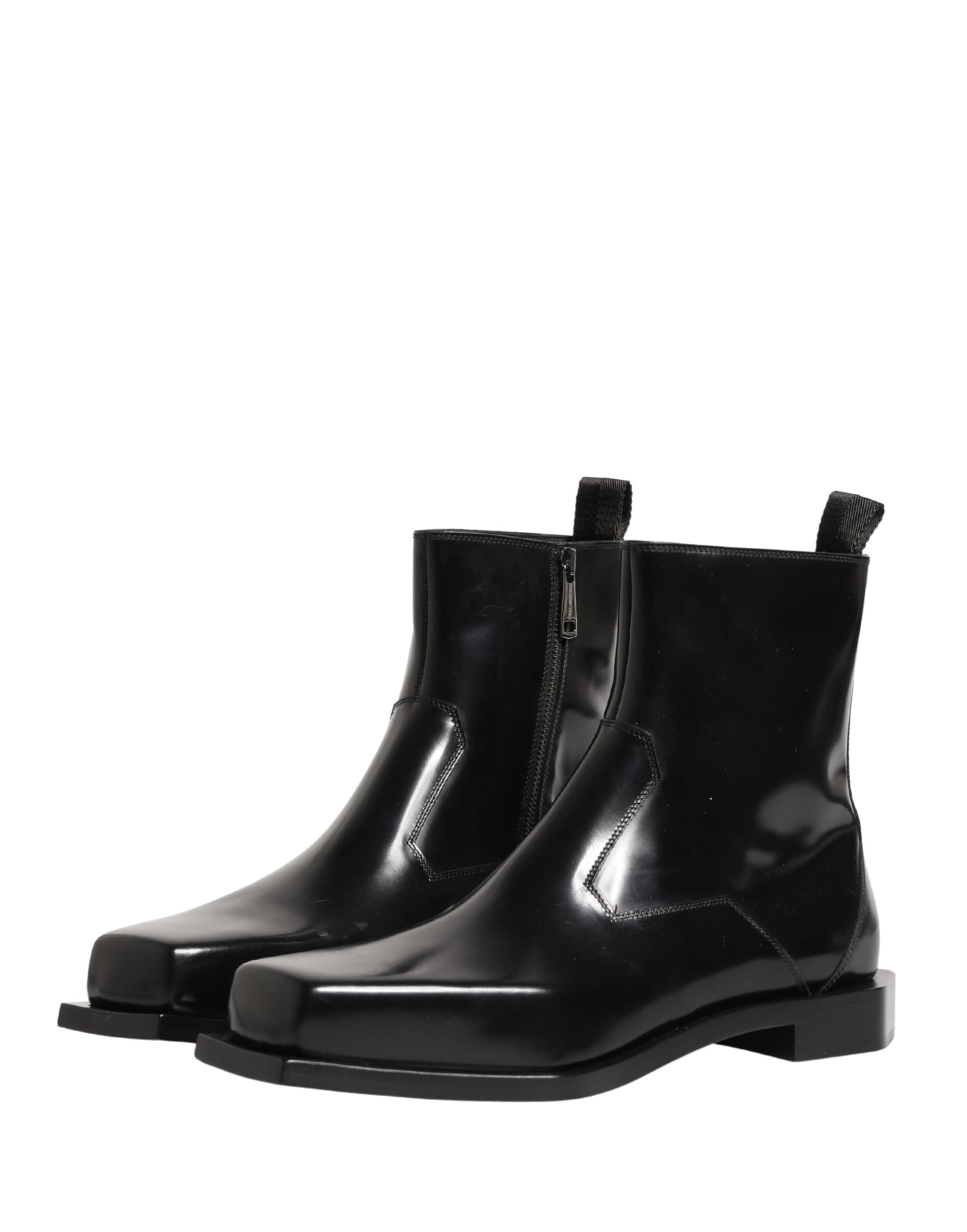 Dolce & Gabbana Black Leather Zip Closure Ankle Boots Shoes - 4