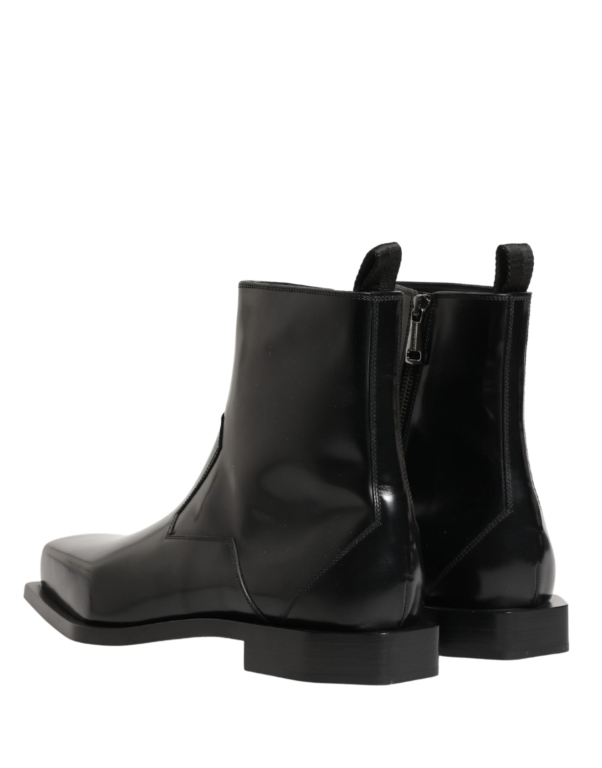 Dolce & Gabbana Black Leather Zip Closure Ankle Boots Shoes - 5