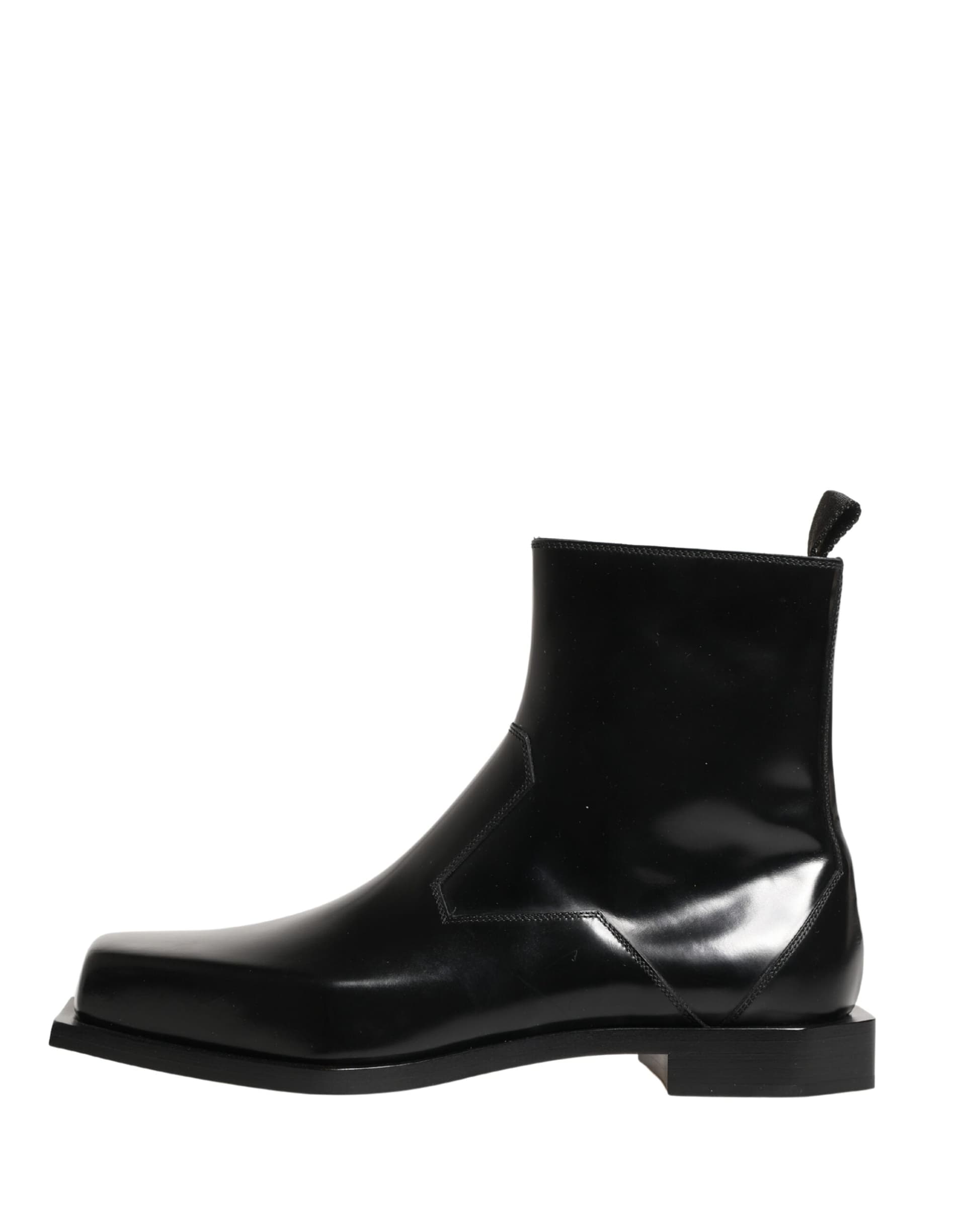 Dolce & Gabbana Black Leather Zip Closure Ankle Boots Shoes - 6