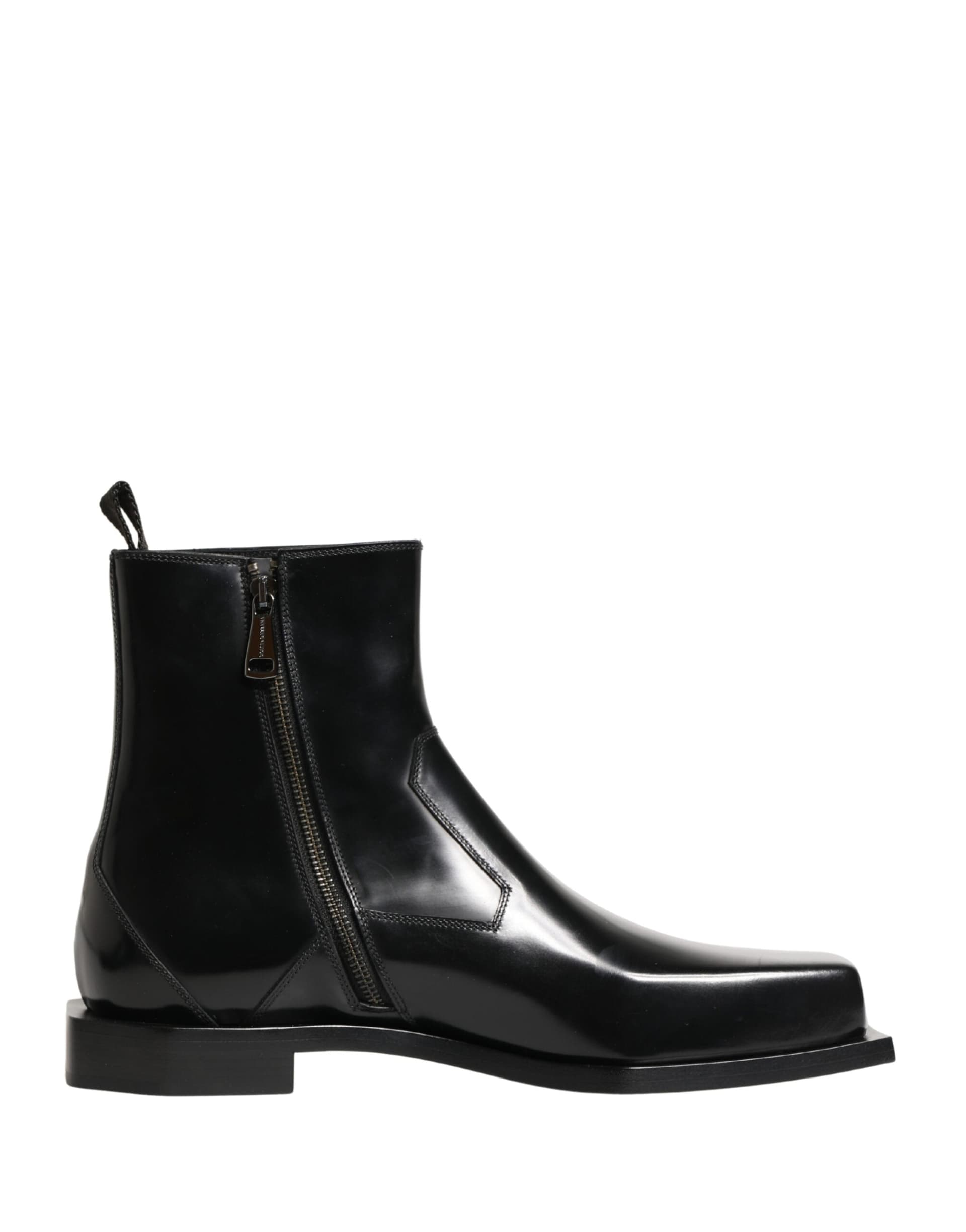 Dolce & Gabbana Black Leather Zip Closure Ankle Boots Shoes - 7