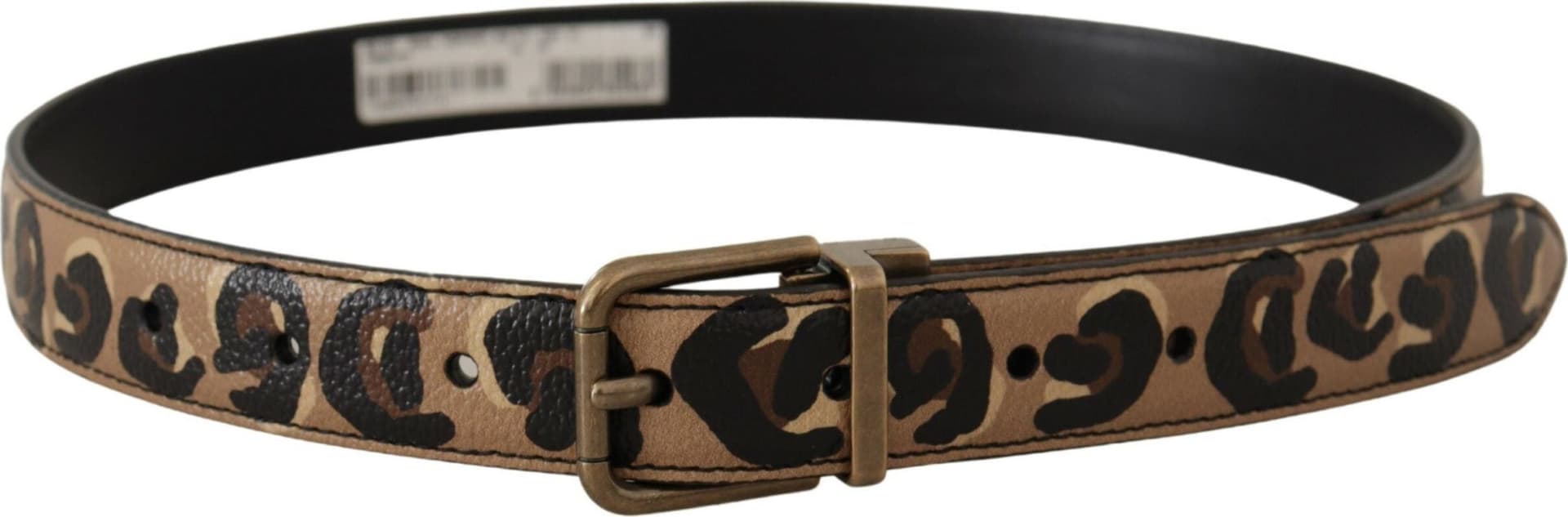 Dolce & Gabbana Brown Leather Leopard Print Bronze Metal Buckle Belt - 3