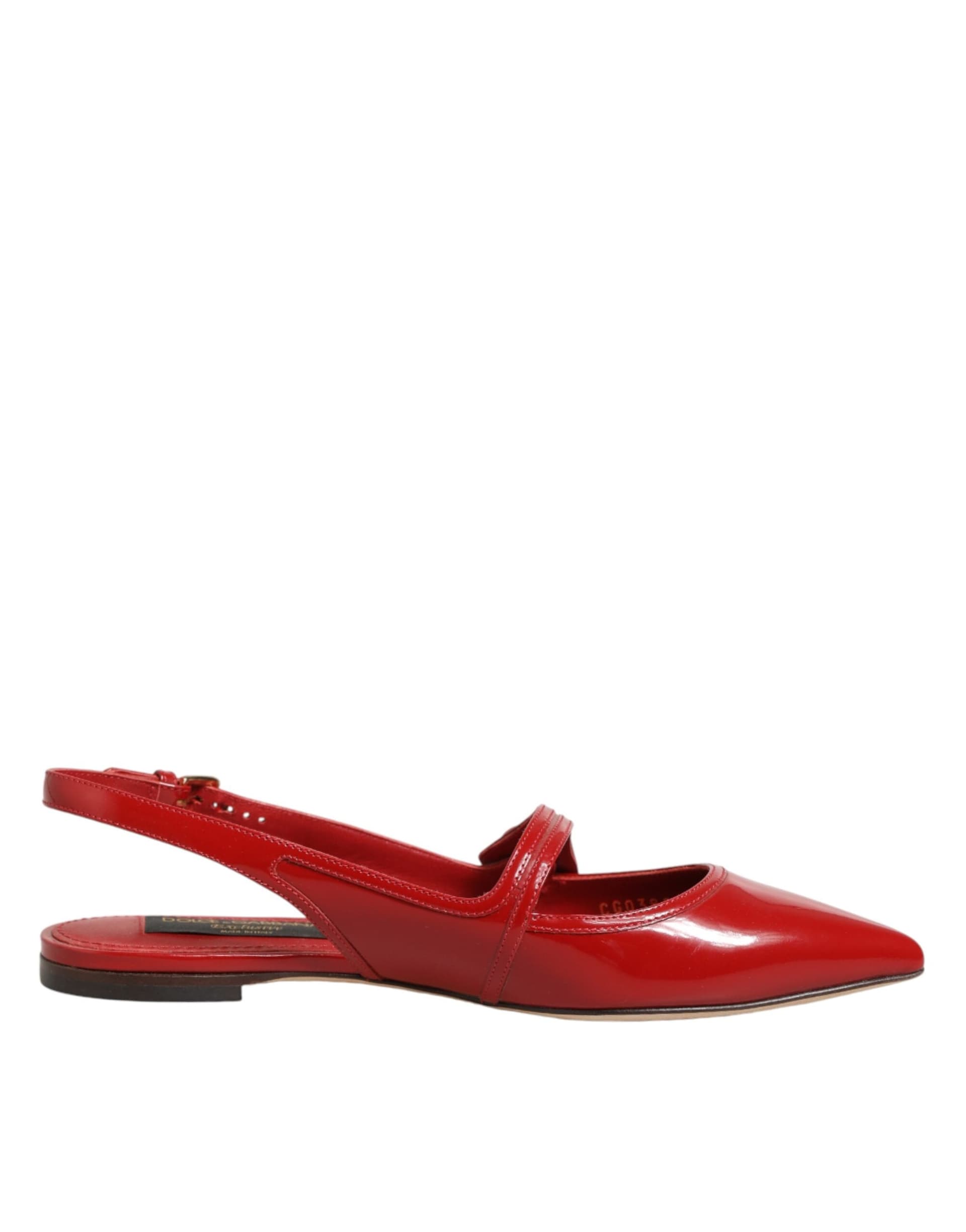 Dolce & Gabbana Red Leather Slingback Flats Sandals Shoes - 2