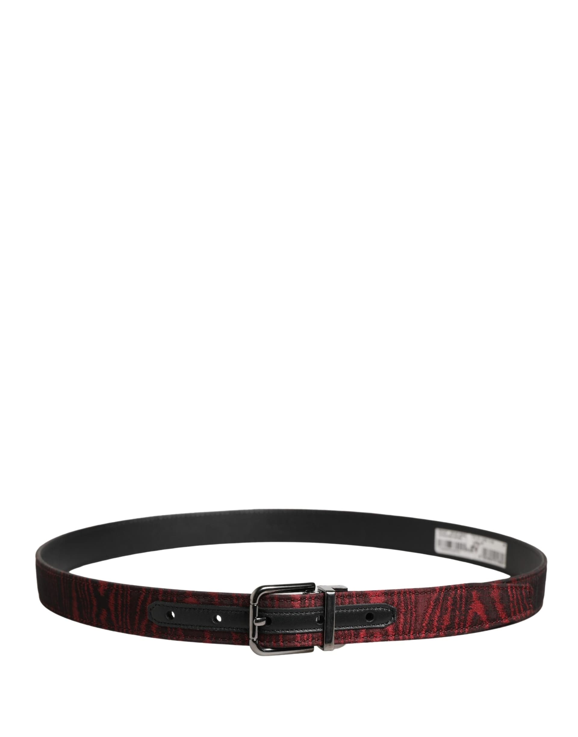 Dolce & Gabbana Men Red Jacquard Acetate Metal Buckle Belt - 3