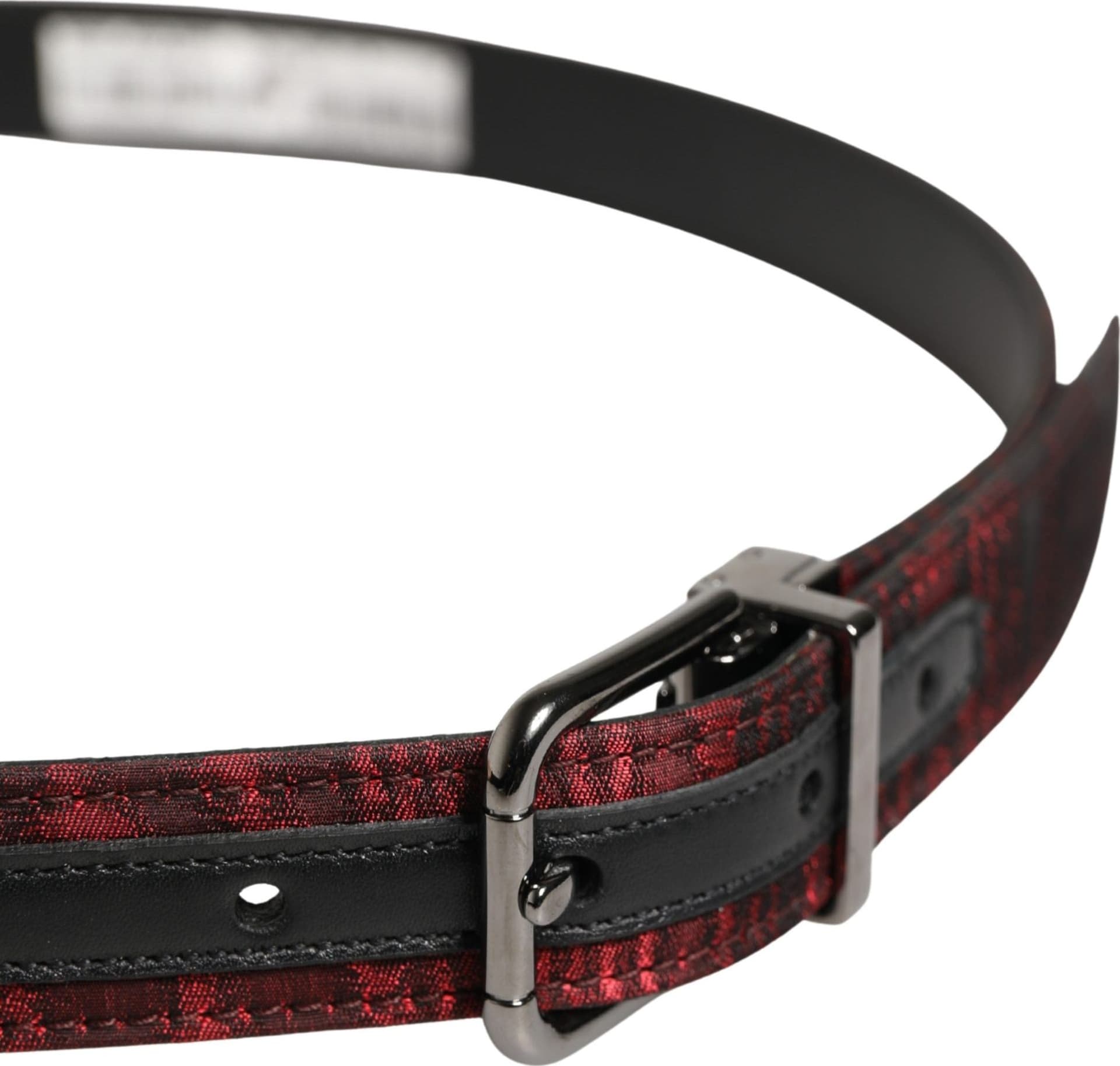 Dolce & Gabbana Men Red Jacquard Acetate Metal Buckle Belt - 4