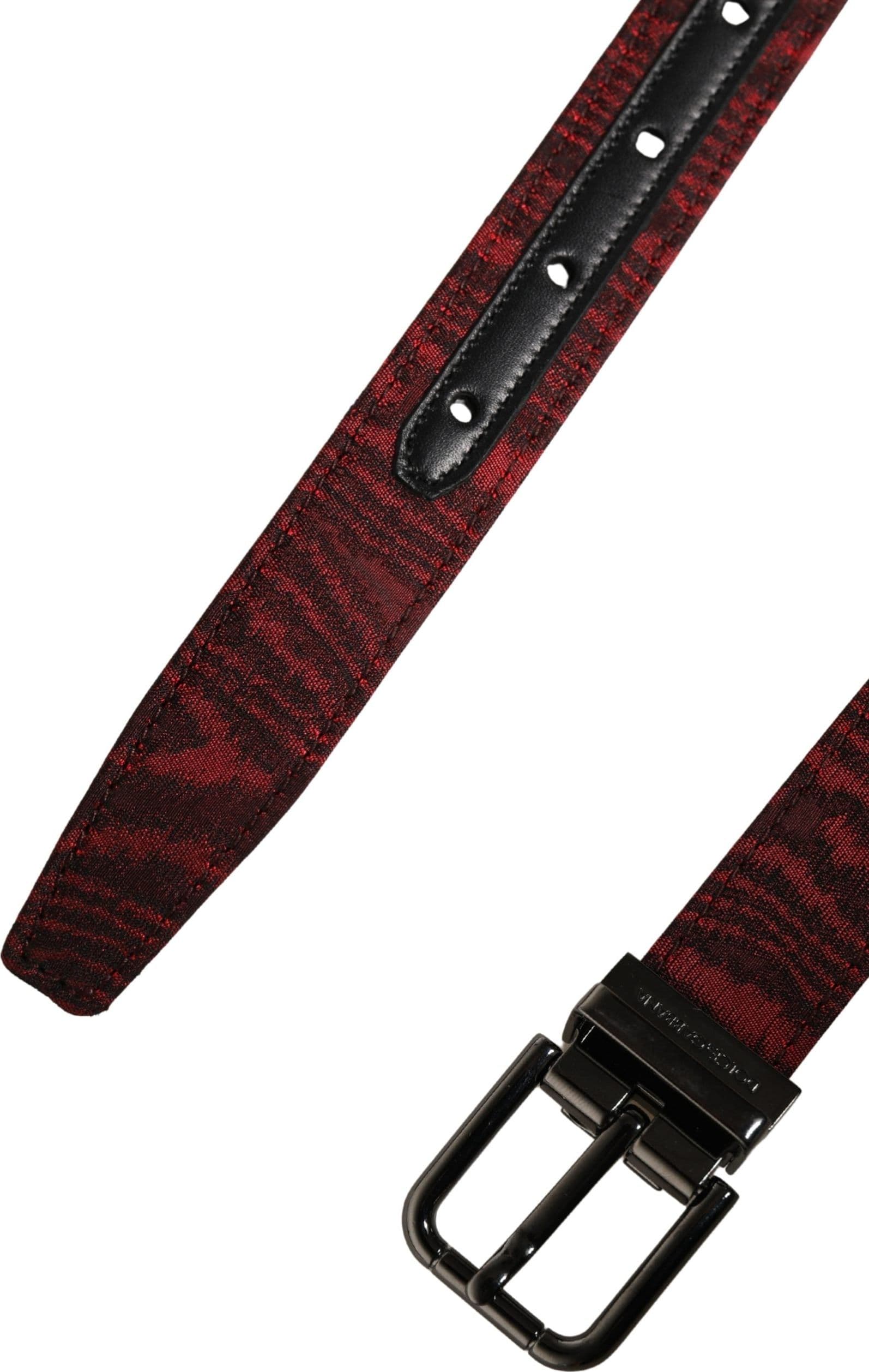 Dolce & Gabbana Men Red Jacquard Acetate Metal Buckle Belt - 6