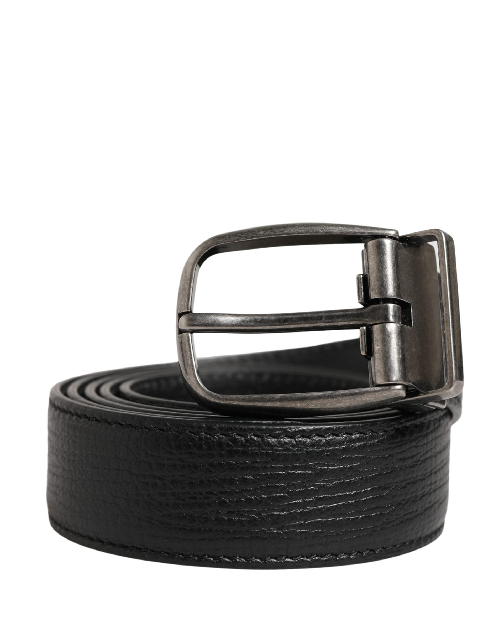 Dolce & Gabbana Men Black Classic Leather Metal Buckle Belt - 2
