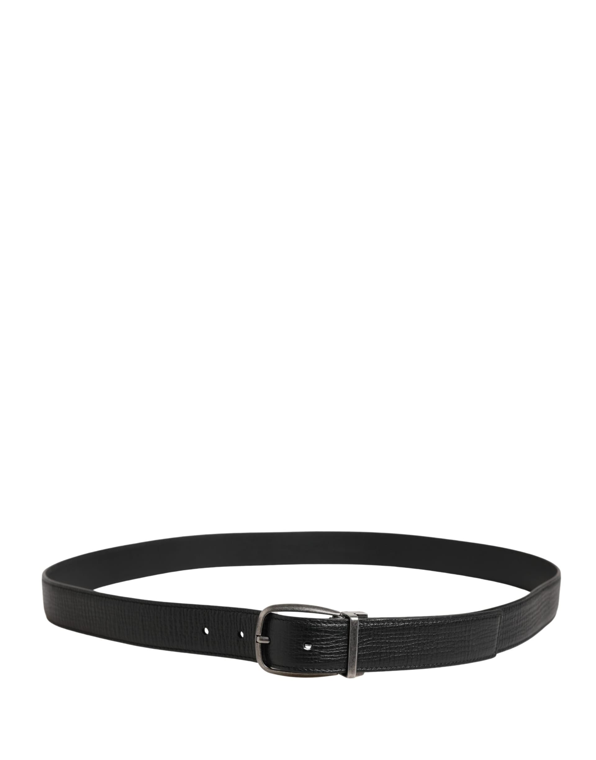 Dolce & Gabbana Men Black Classic Leather Metal Buckle Belt - 3