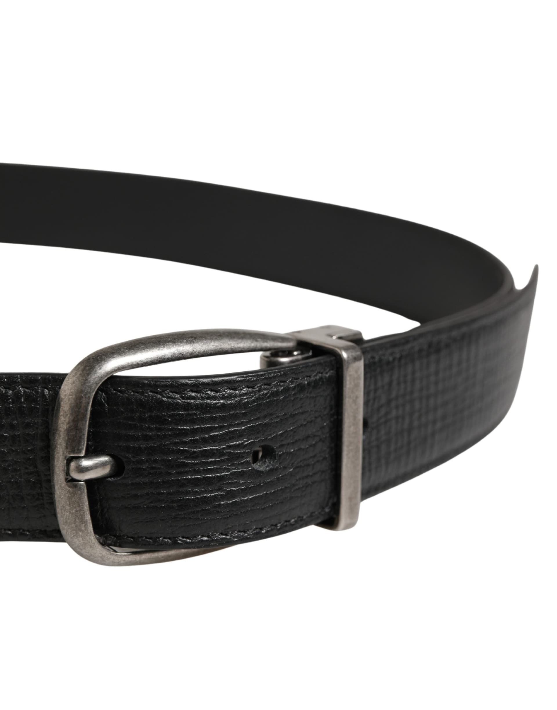 Dolce & Gabbana Men Black Classic Leather Metal Buckle Belt - 4