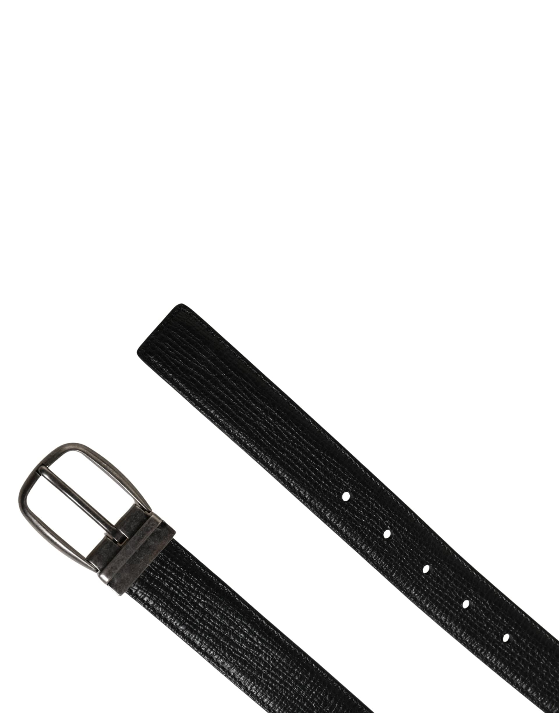 Dolce & Gabbana Men Black Classic Leather Metal Buckle Belt - 6
