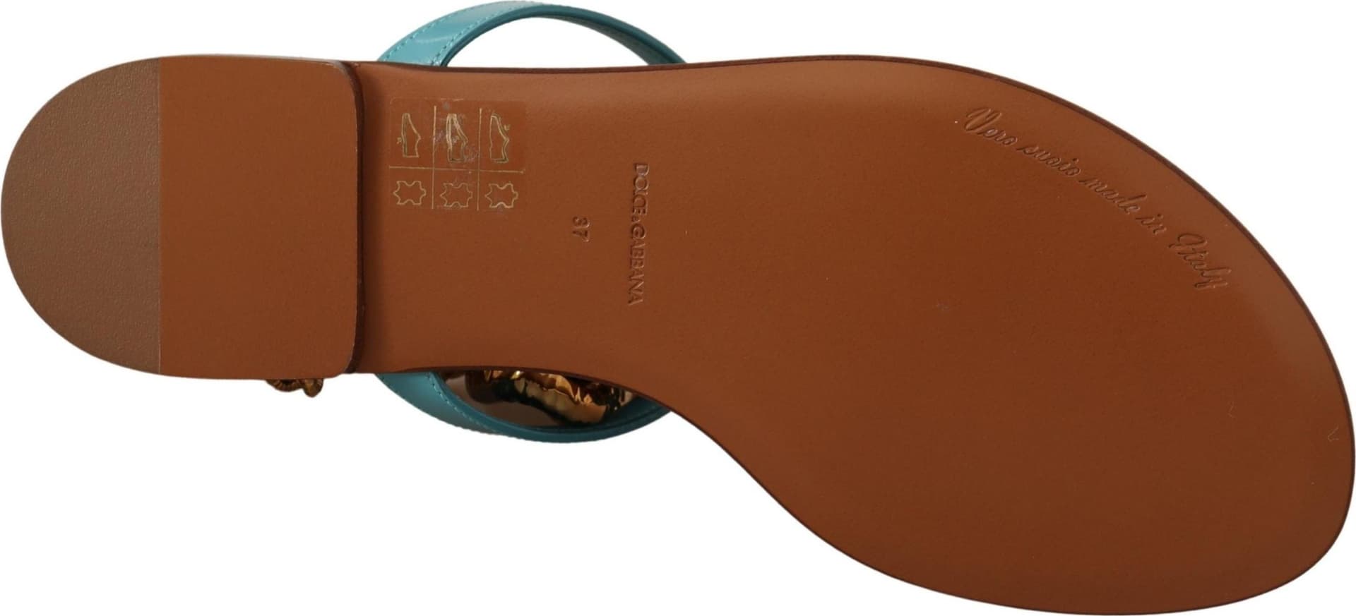 Dolce & Gabbana Blue Leather Devotion Flats Sandals - 6