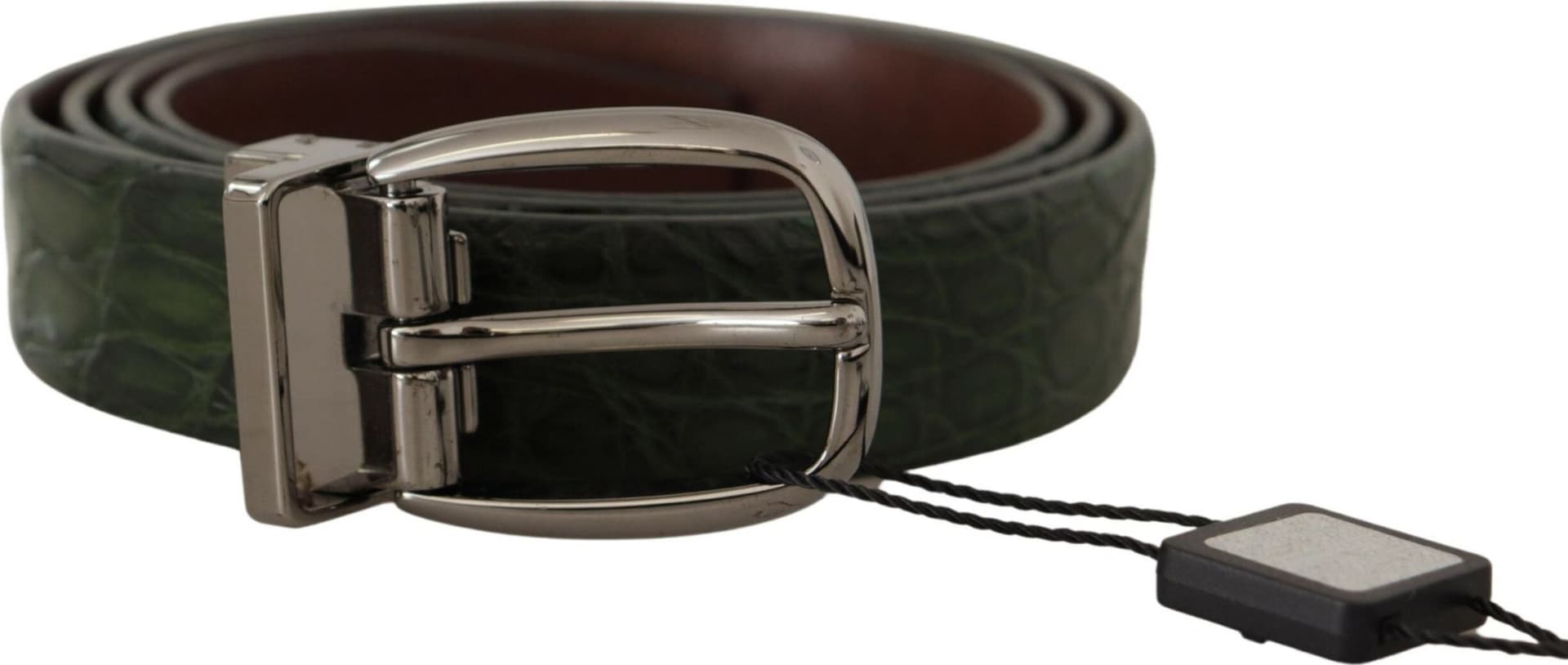 Dolce & Gabbana Green Exotic Leather Silver Buckle Belt - 3
