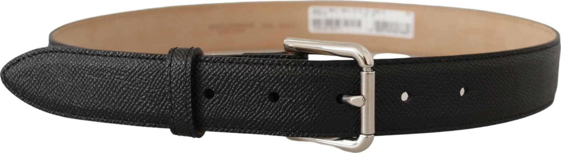 Dolce & Gabbana Black Calf Leather Brown Backend Metal Buckle Belt - 2