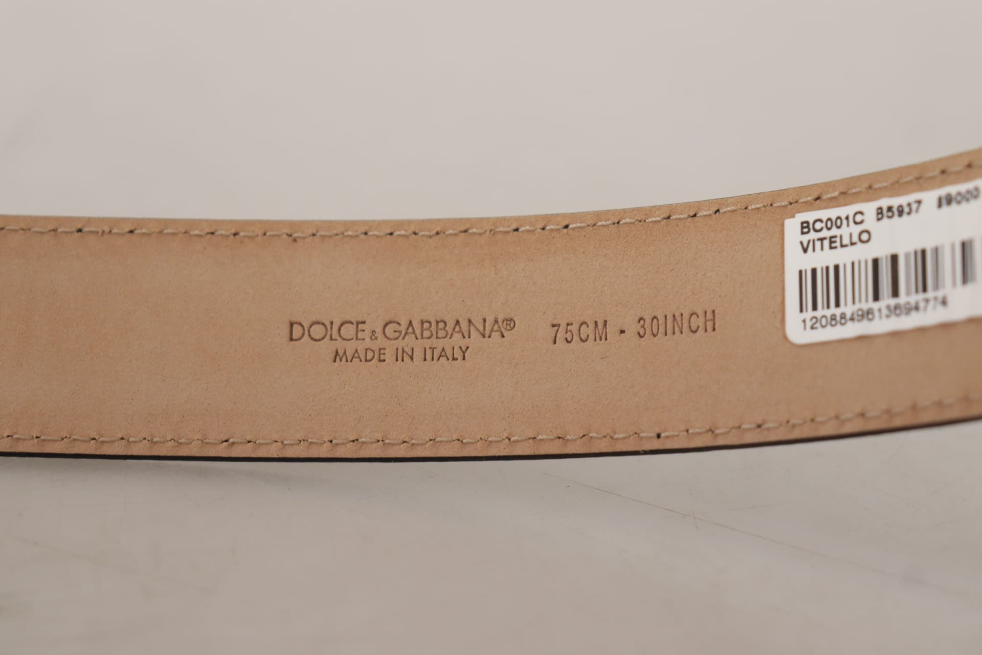 Dolce & Gabbana Black Calf Leather Brown Backend Metal Buckle Belt - 4
