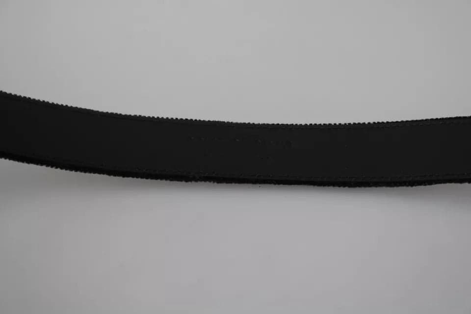 Dolce & Gabbana Black Velvet Silver Tone Metal Buckle Men Belt - 4